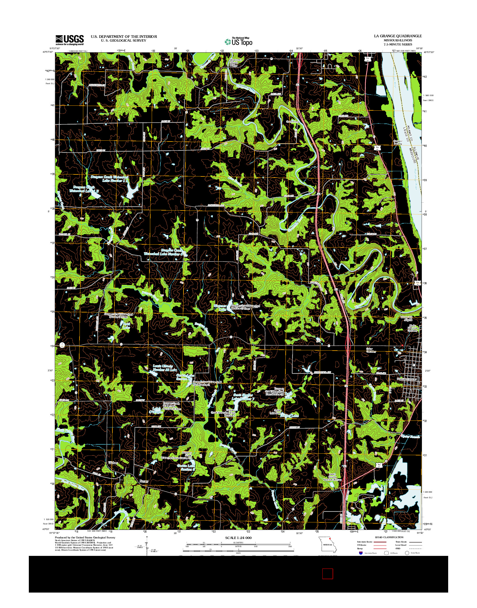 USGS US TOPO 7.5-MINUTE MAP FOR LA GRANGE, MO-IL 2012