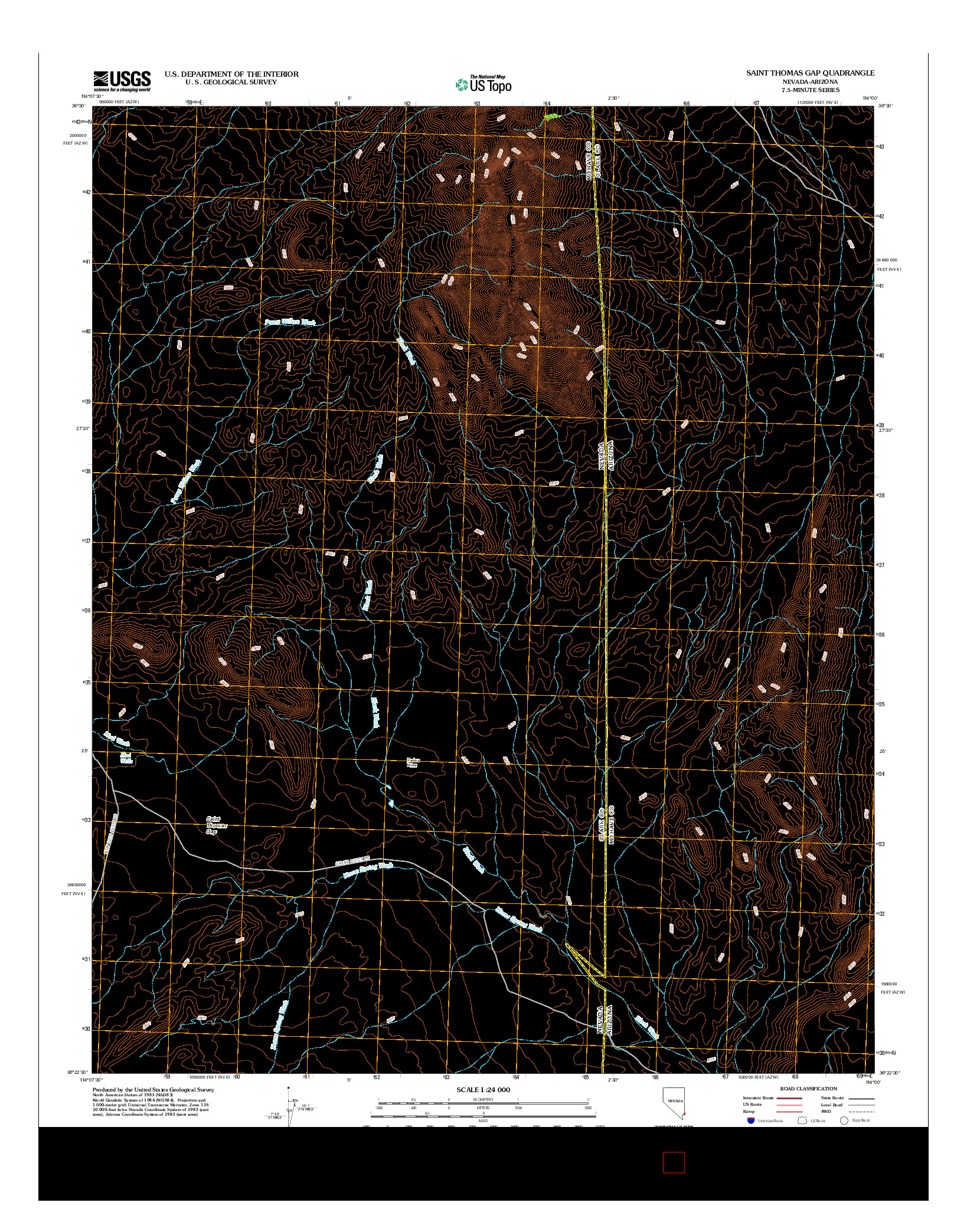 USGS US TOPO 7.5-MINUTE MAP FOR SAINT THOMAS GAP, NV-AZ 2012