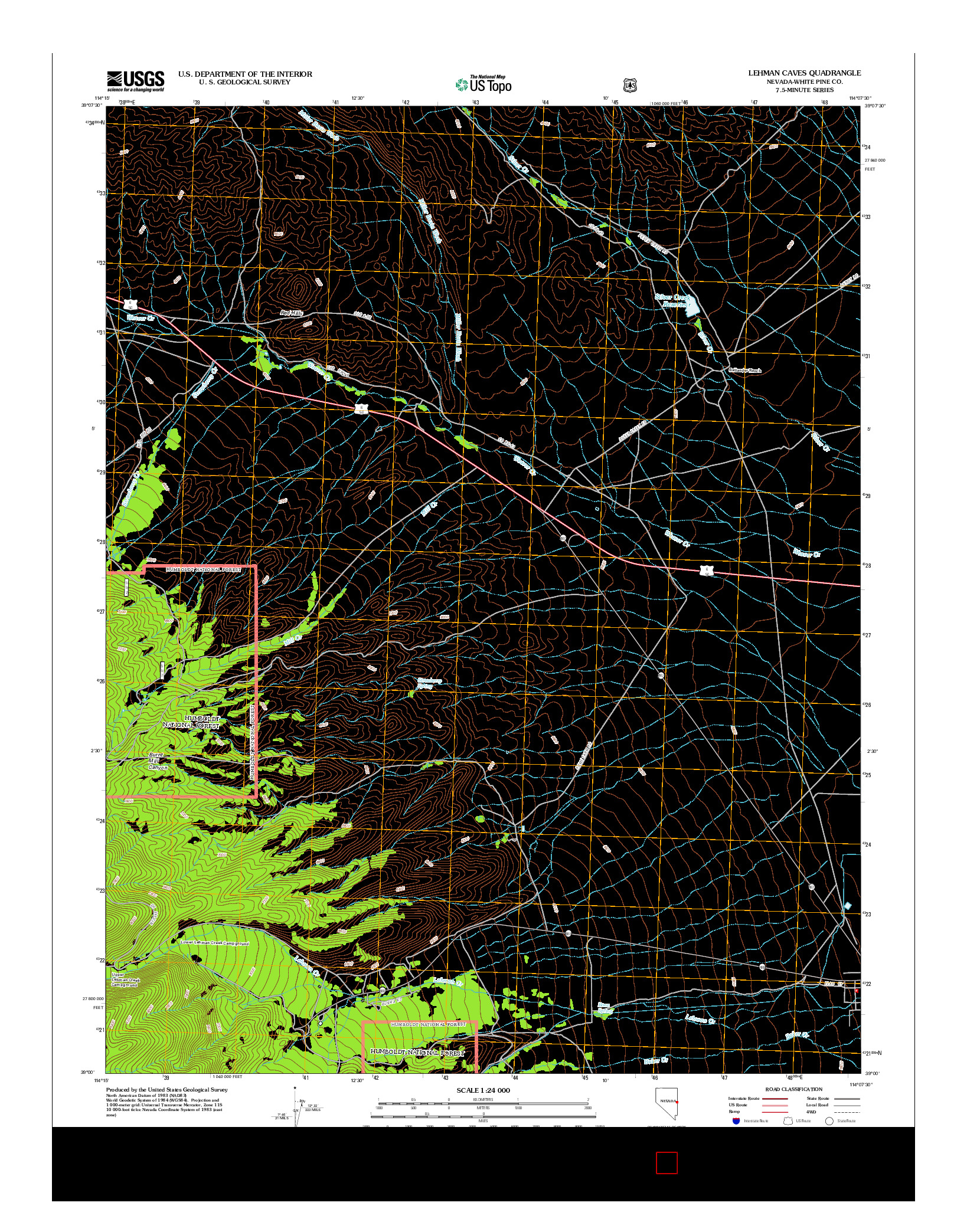 USGS US TOPO 7.5-MINUTE MAP FOR LEHMAN CAVES, NV 2012