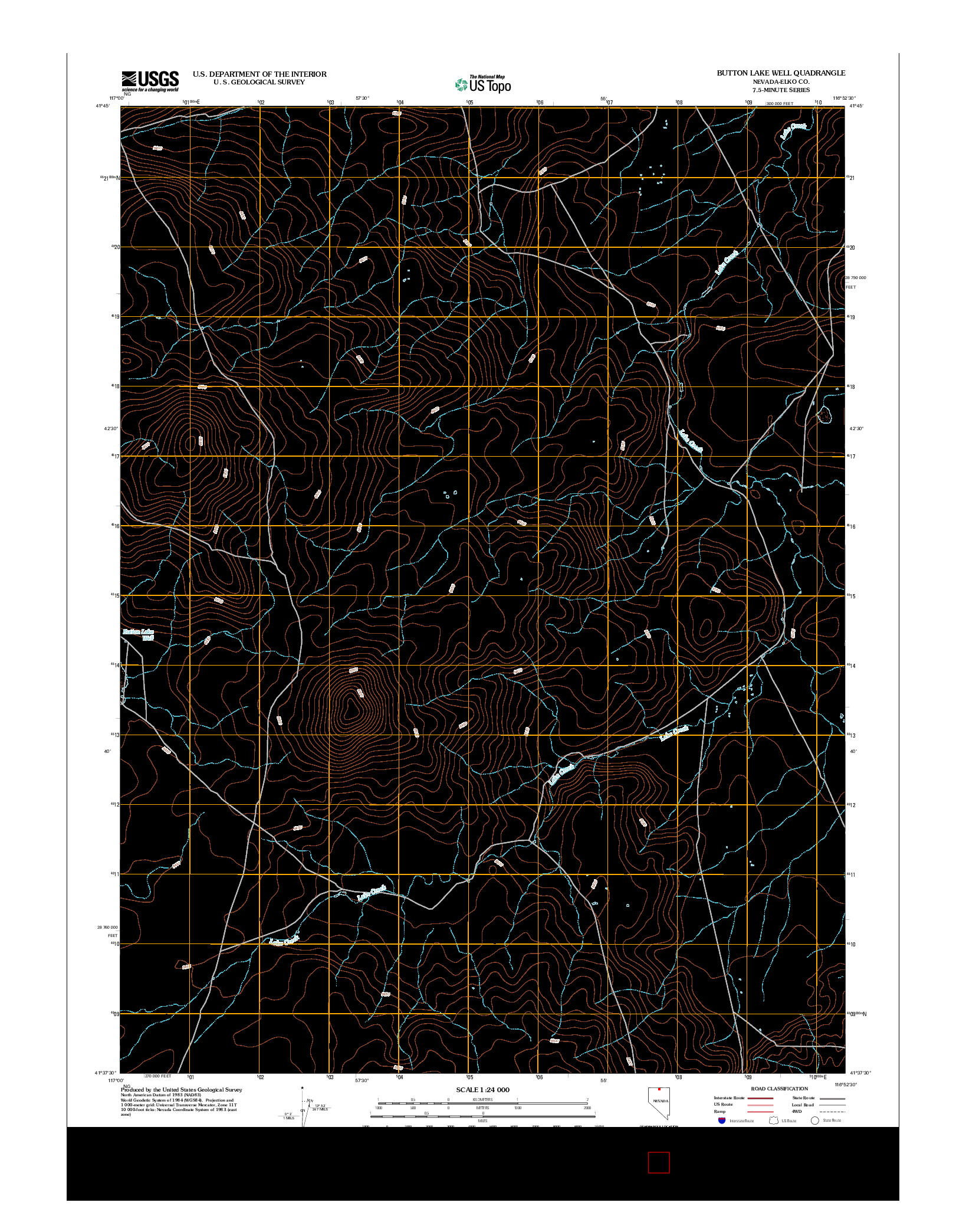 USGS US TOPO 7.5-MINUTE MAP FOR BUTTON LAKE WELL, NV 2012