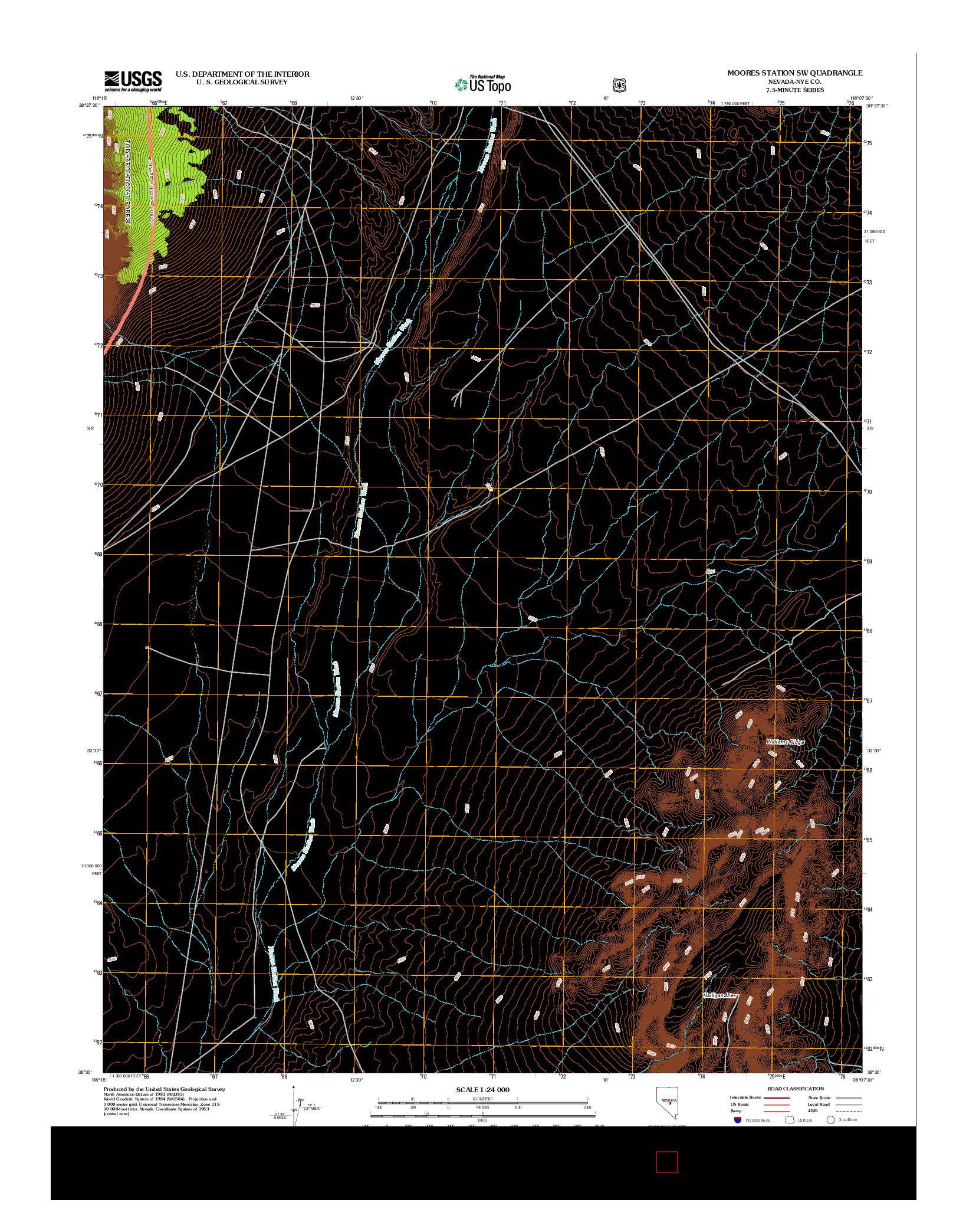 USGS US TOPO 7.5-MINUTE MAP FOR MOORES STATION SW, NV 2012