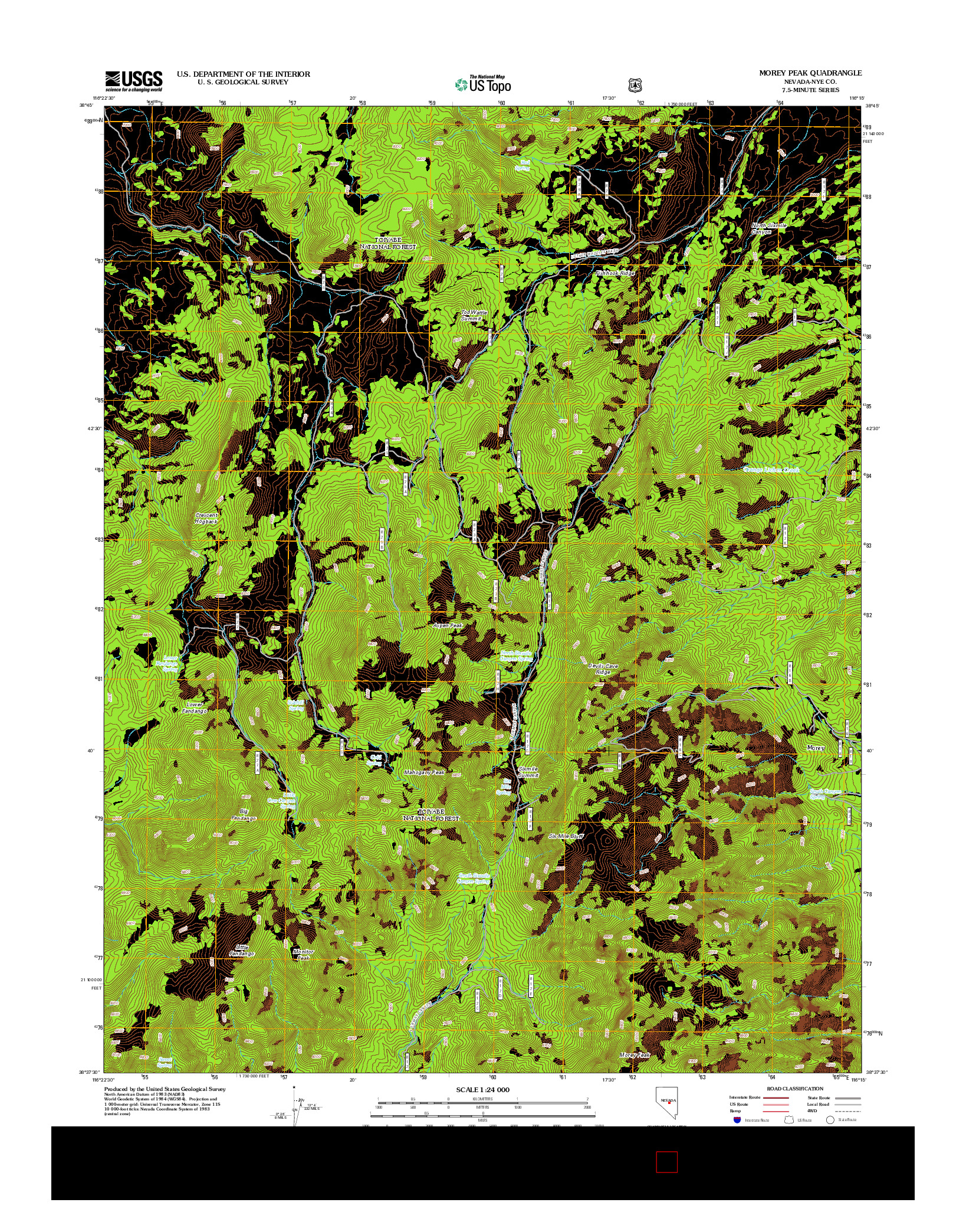 USGS US TOPO 7.5-MINUTE MAP FOR MOREY PEAK, NV 2012