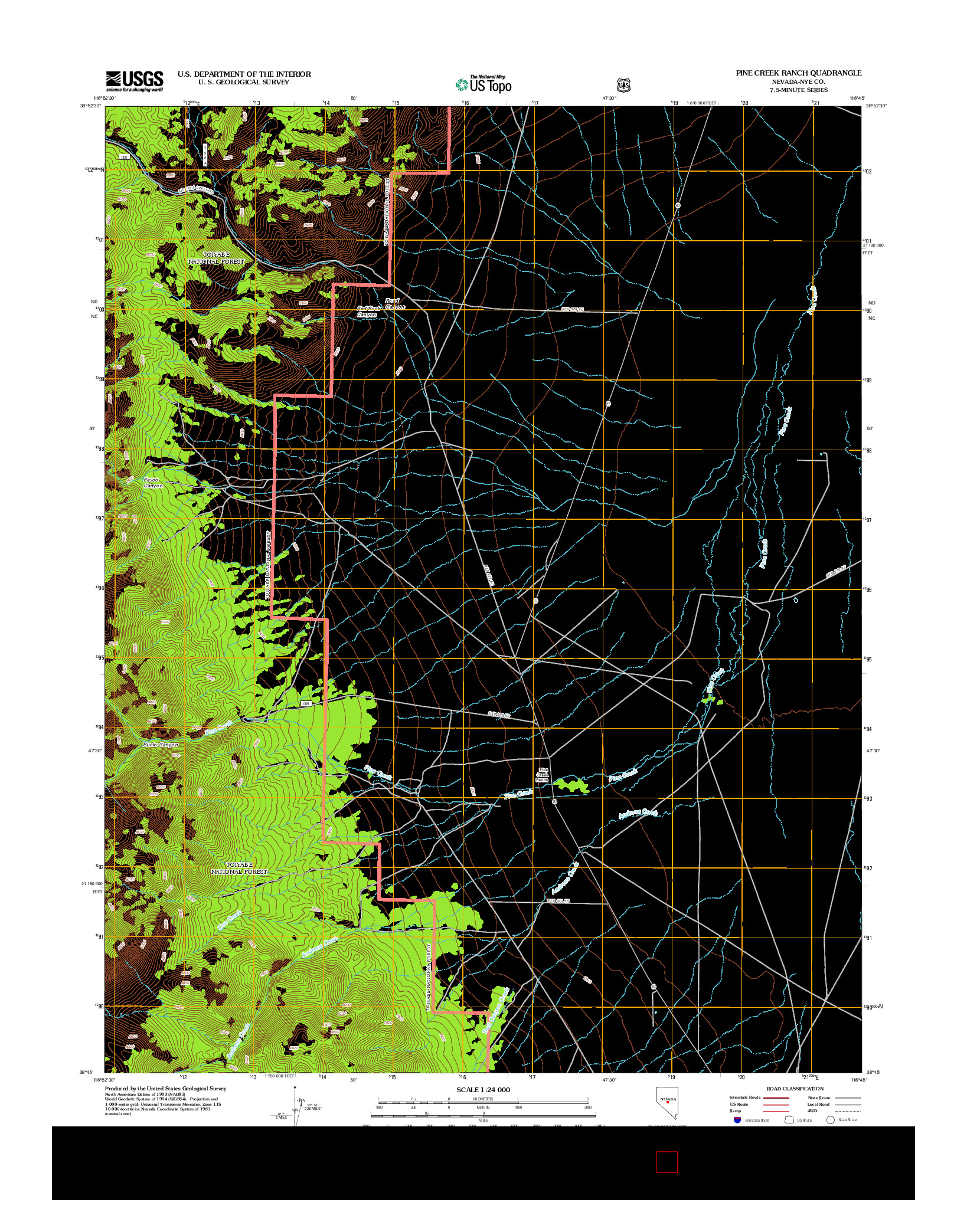 USGS US TOPO 7.5-MINUTE MAP FOR PINE CREEK RANCH, NV 2012