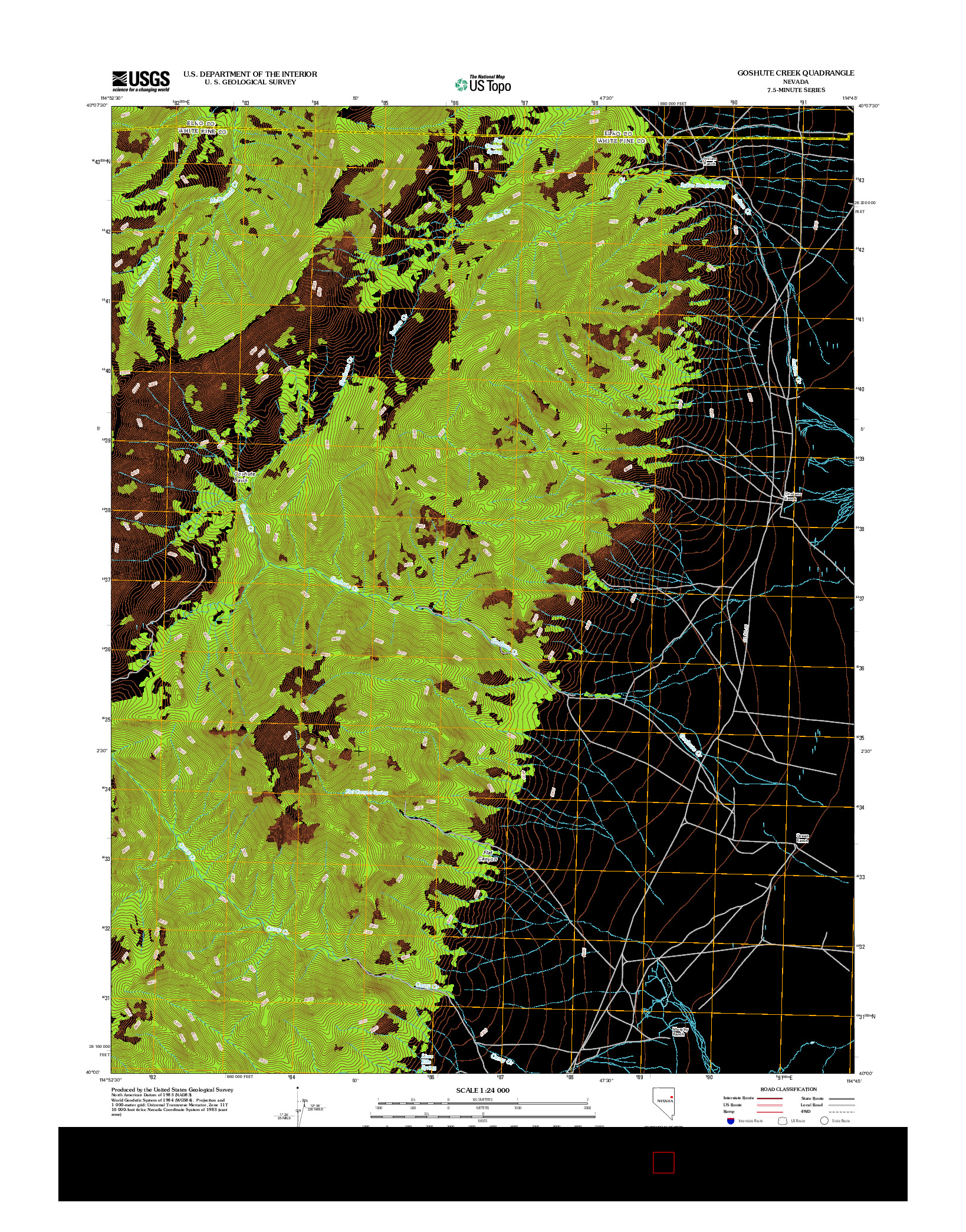 USGS US TOPO 7.5-MINUTE MAP FOR GOSHUTE CREEK, NV 2012