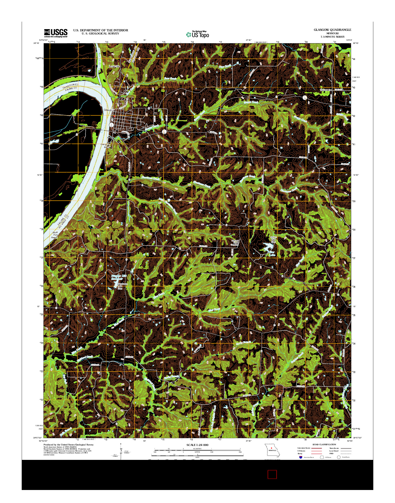 USGS US TOPO 7.5-MINUTE MAP FOR GLASGOW, MO 2012