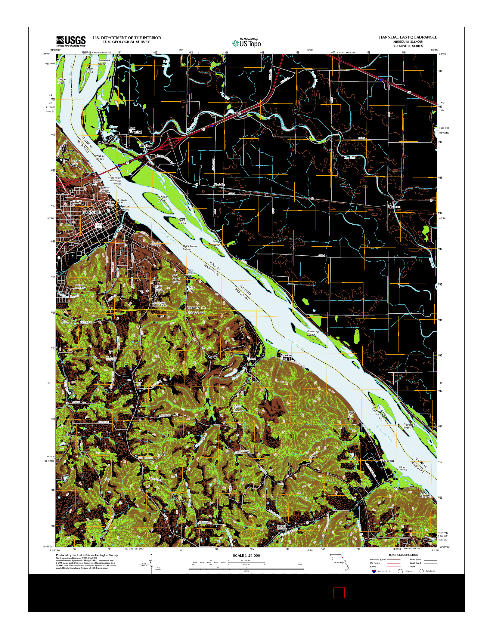 USGS US TOPO 7.5-MINUTE MAP FOR HANNIBAL EAST, MO-IL 2012