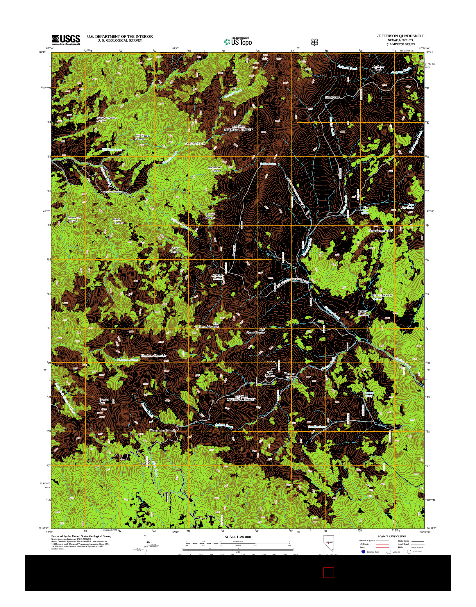 USGS US TOPO 7.5-MINUTE MAP FOR JEFFERSON, NV 2012