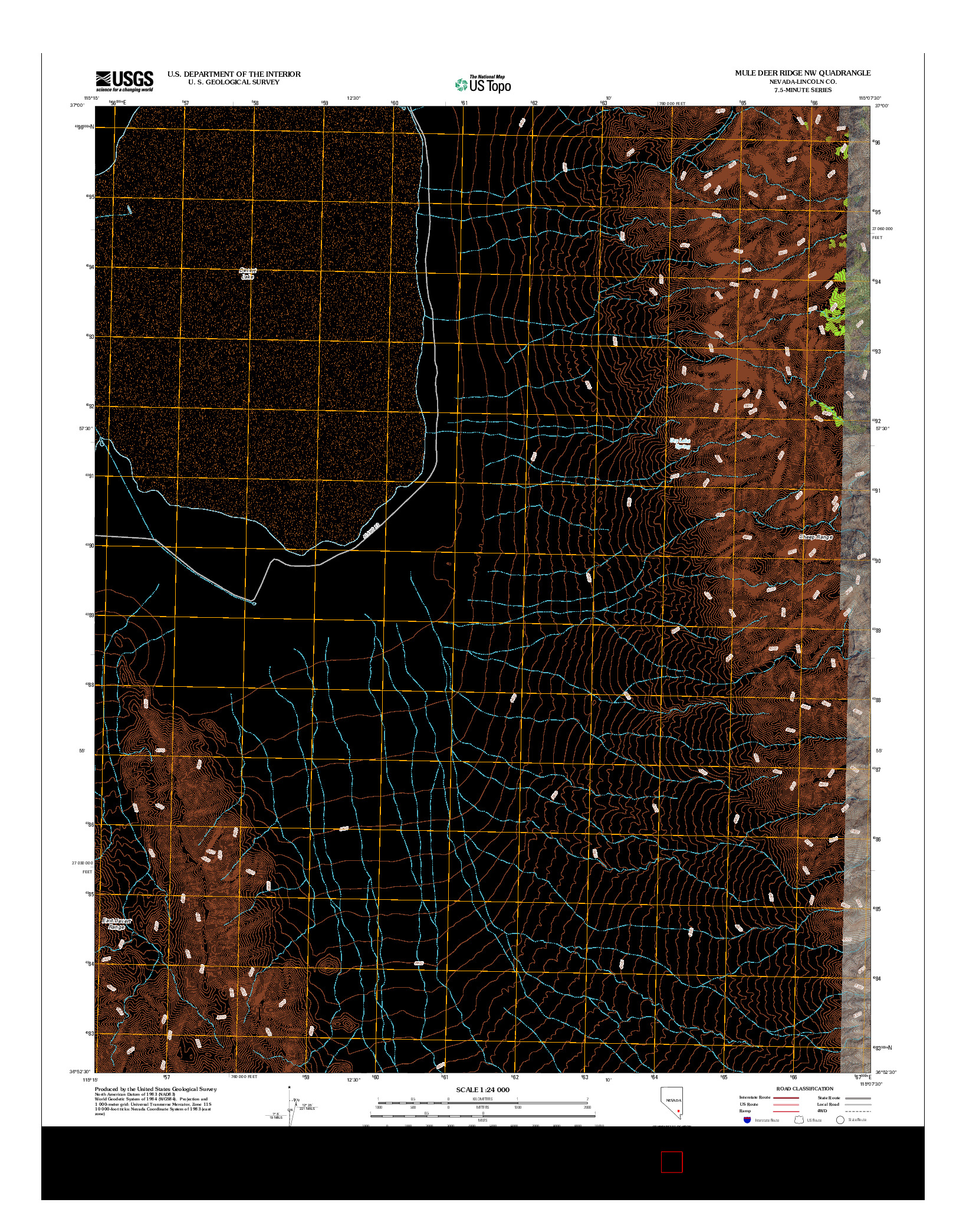 USGS US TOPO 7.5-MINUTE MAP FOR MULE DEER RIDGE NW, NV 2012