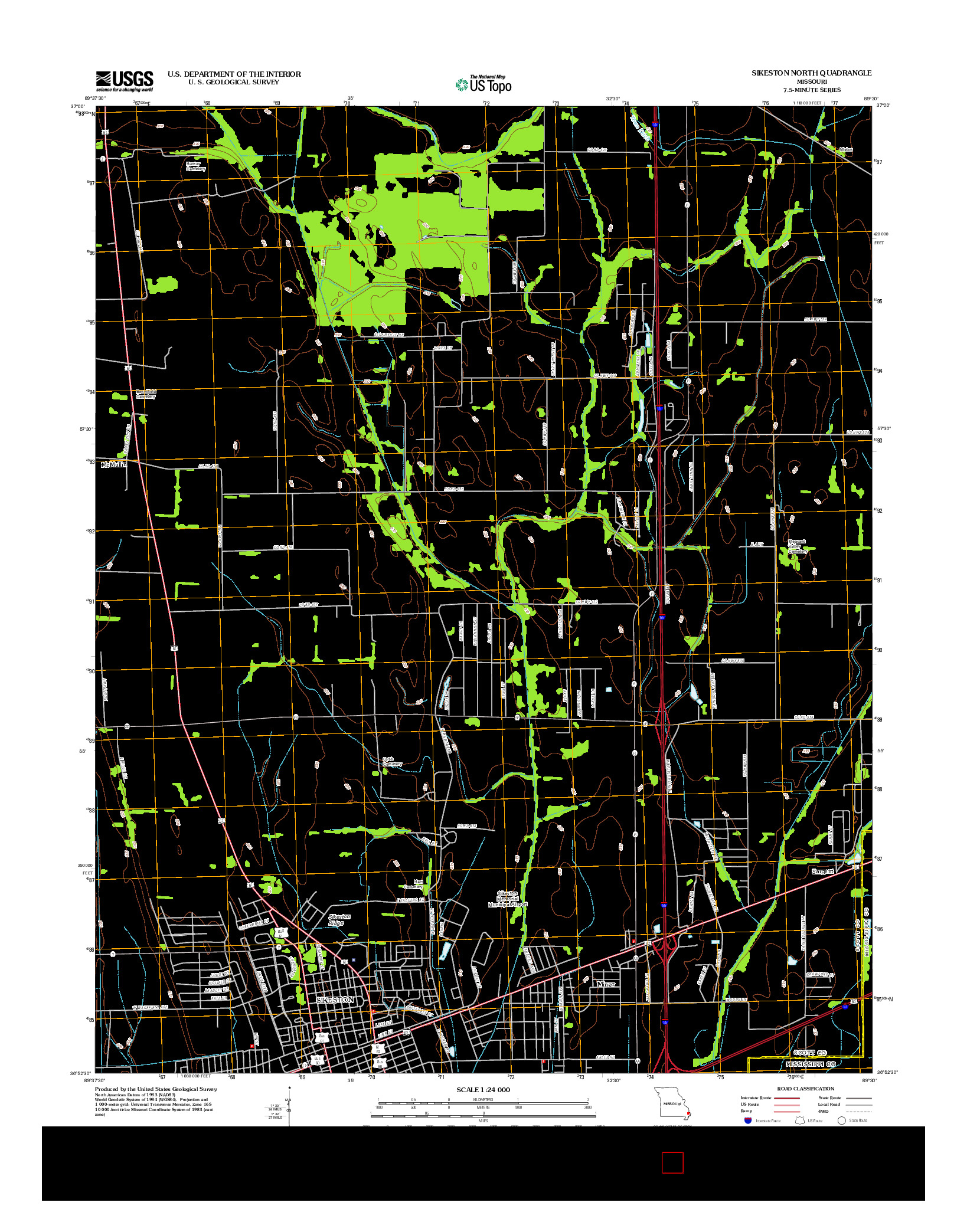 USGS US TOPO 7.5-MINUTE MAP FOR SIKESTON NORTH, MO 2012