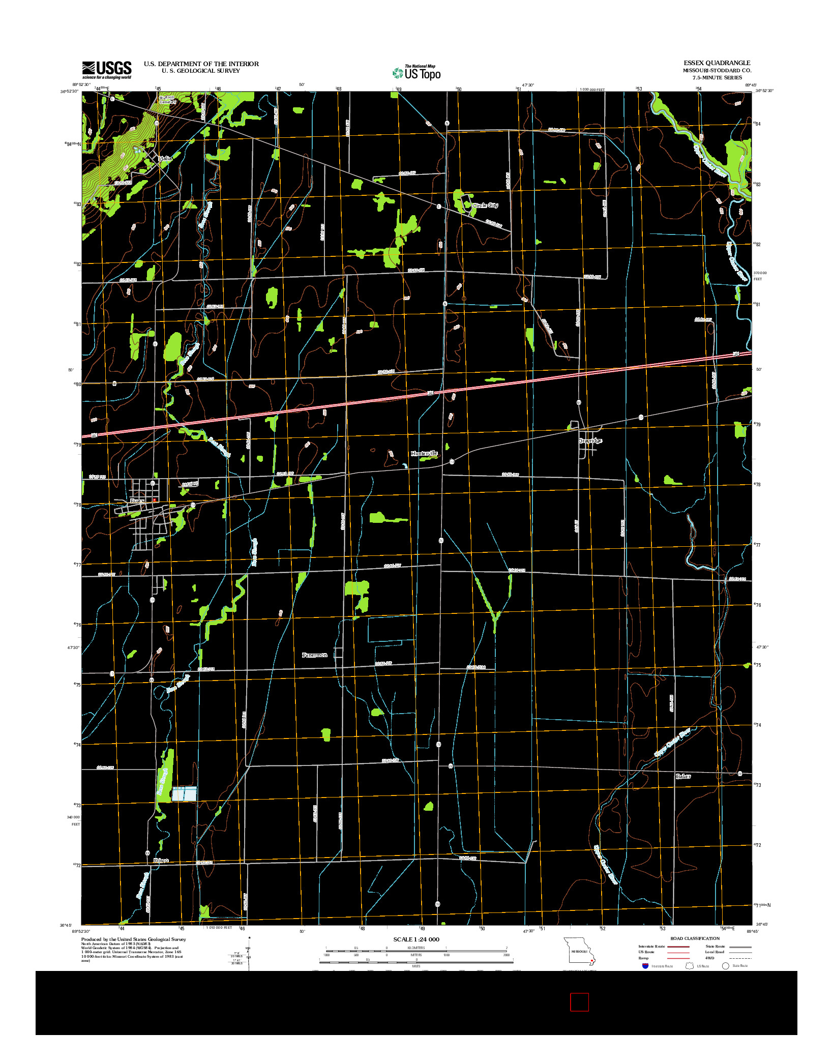 USGS US TOPO 7.5-MINUTE MAP FOR ESSEX, MO 2012