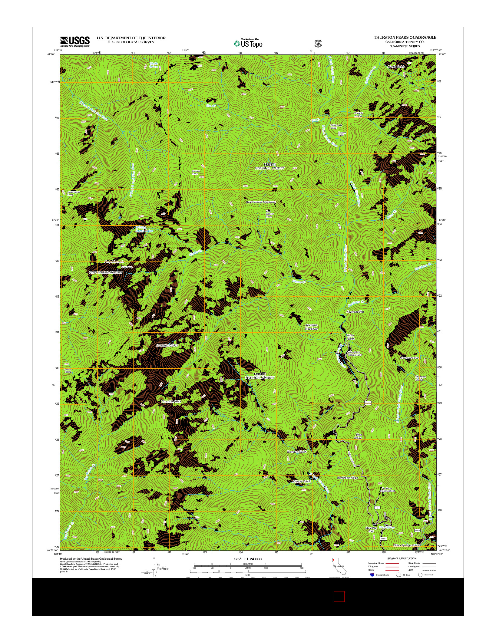 USGS US TOPO 7.5-MINUTE MAP FOR THURSTON PEAKS, CA 2012