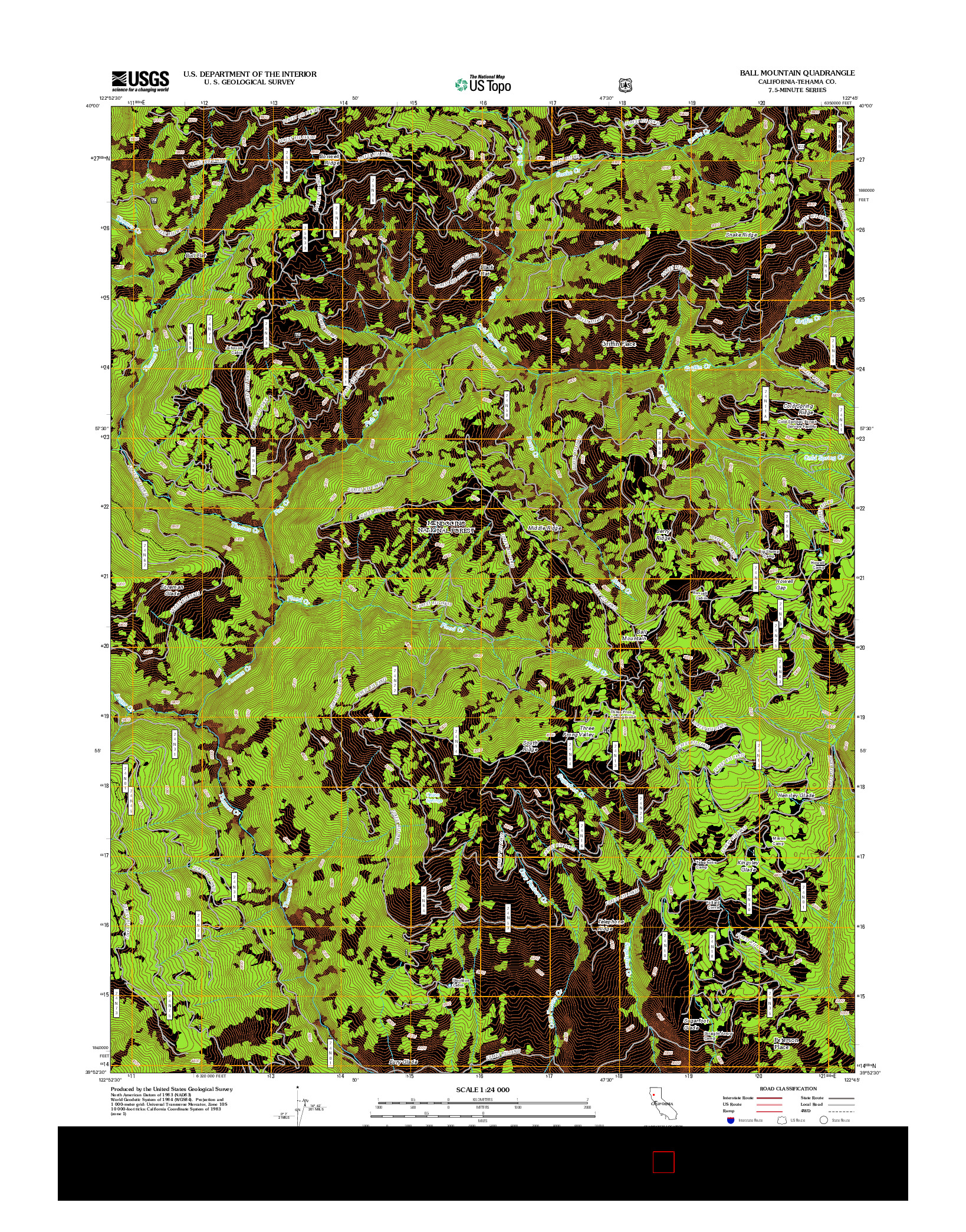 USGS US TOPO 7.5-MINUTE MAP FOR BALL MOUNTAIN, CA 2012