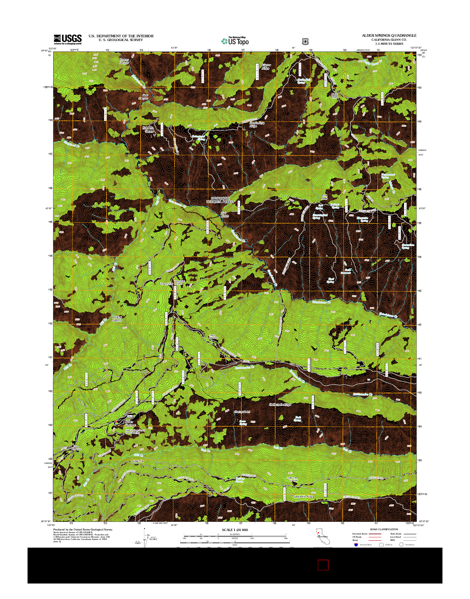 USGS US TOPO 7.5-MINUTE MAP FOR ALDER SPRINGS, CA 2012