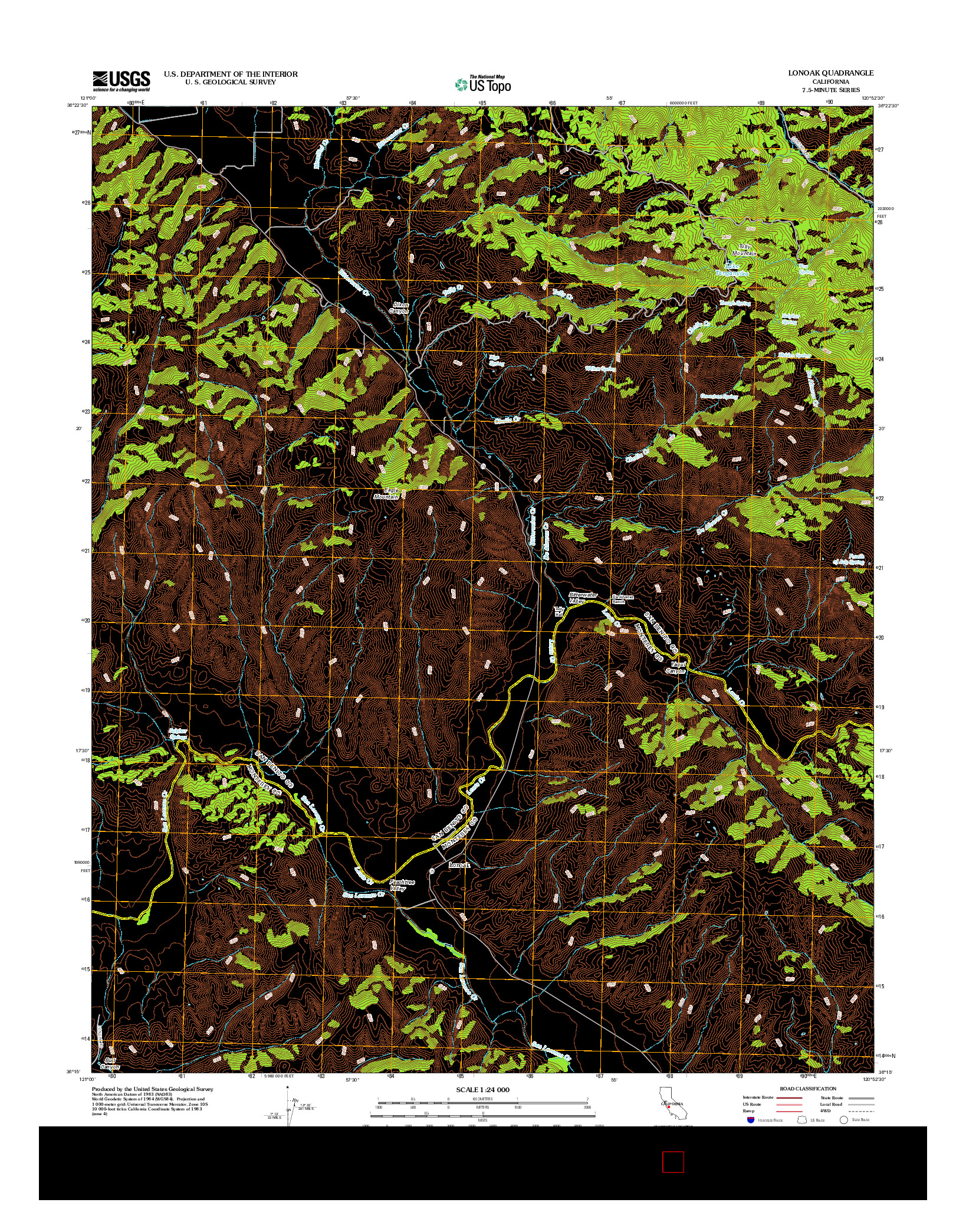 USGS US TOPO 7.5-MINUTE MAP FOR LONOAK, CA 2012