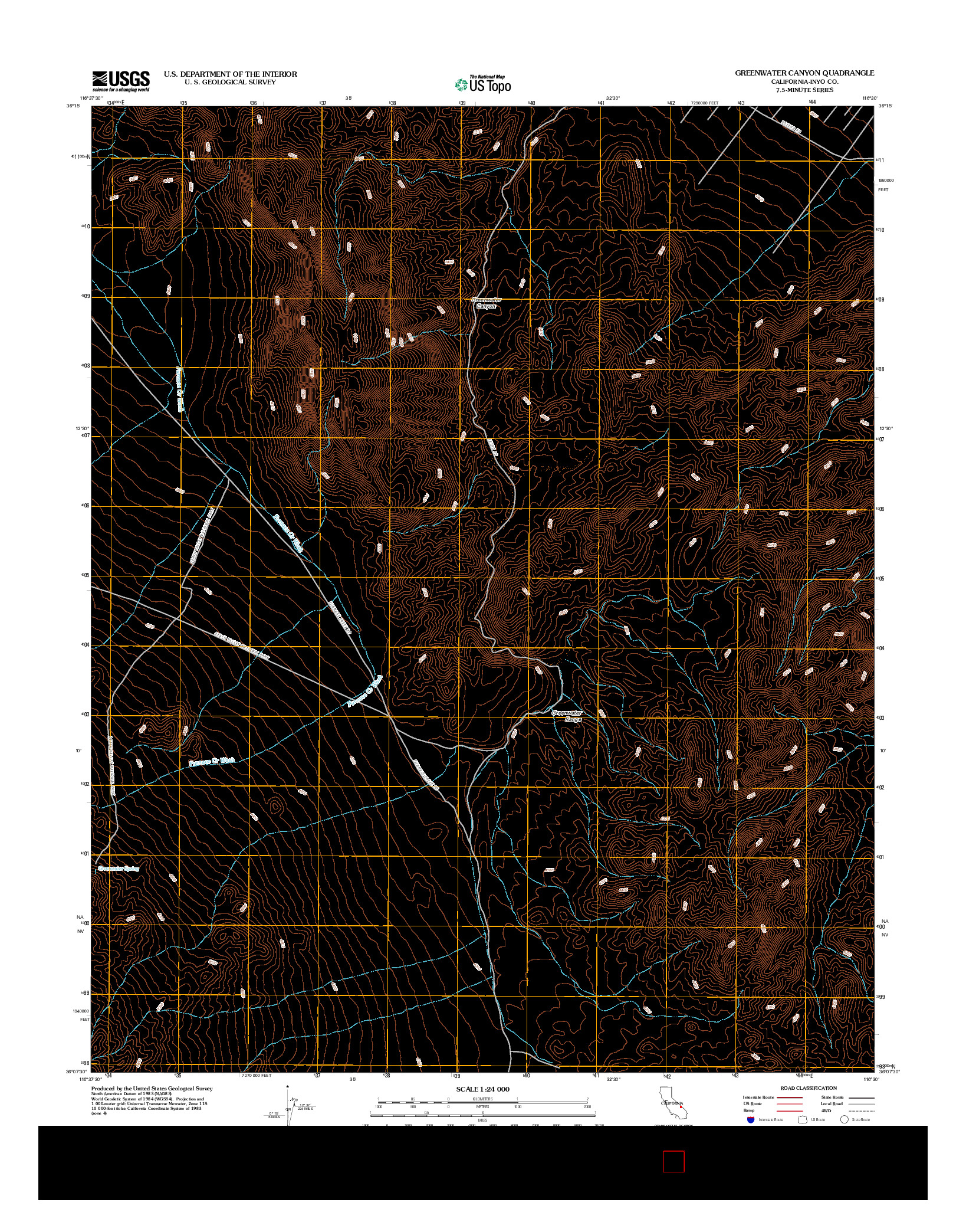 USGS US TOPO 7.5-MINUTE MAP FOR GREENWATER CANYON, CA 2012