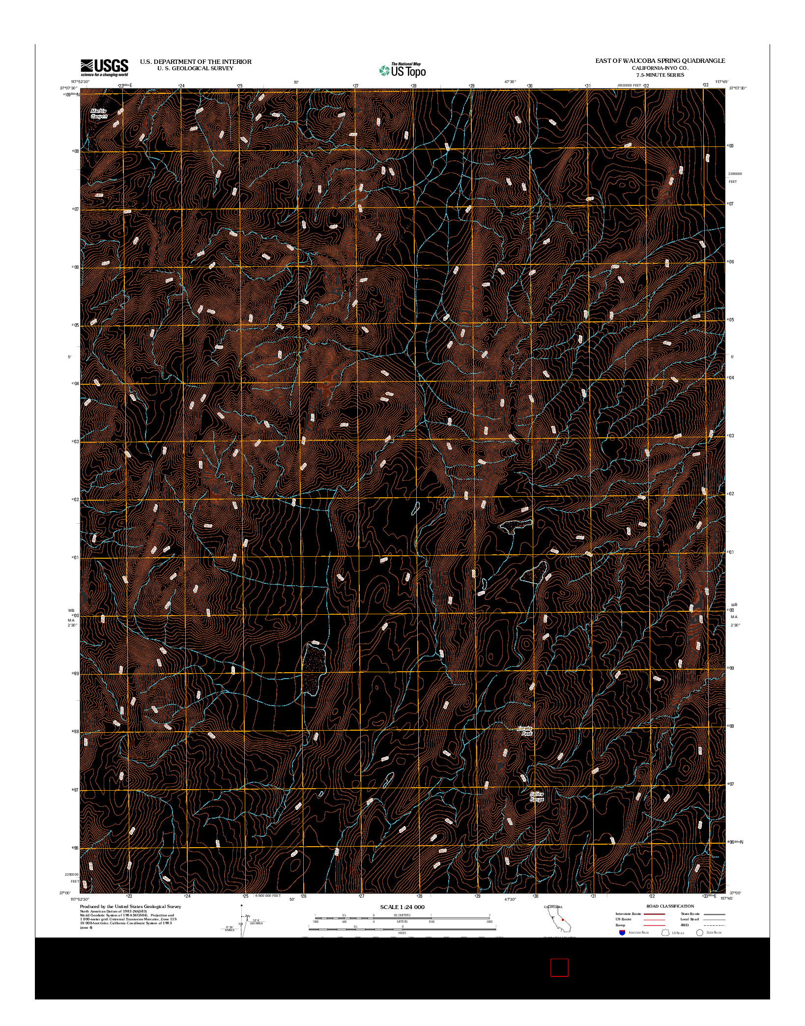 USGS US TOPO 7.5-MINUTE MAP FOR EAST OF WAUCOBA SPRING, CA 2012