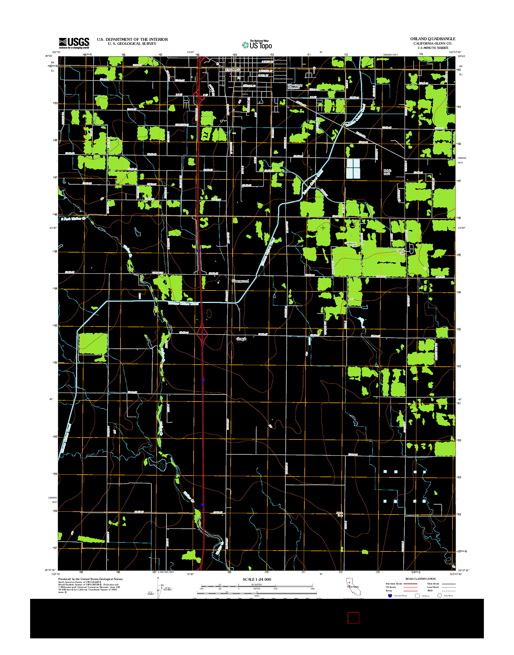 USGS US TOPO 7.5-MINUTE MAP FOR ORLAND, CA 2012