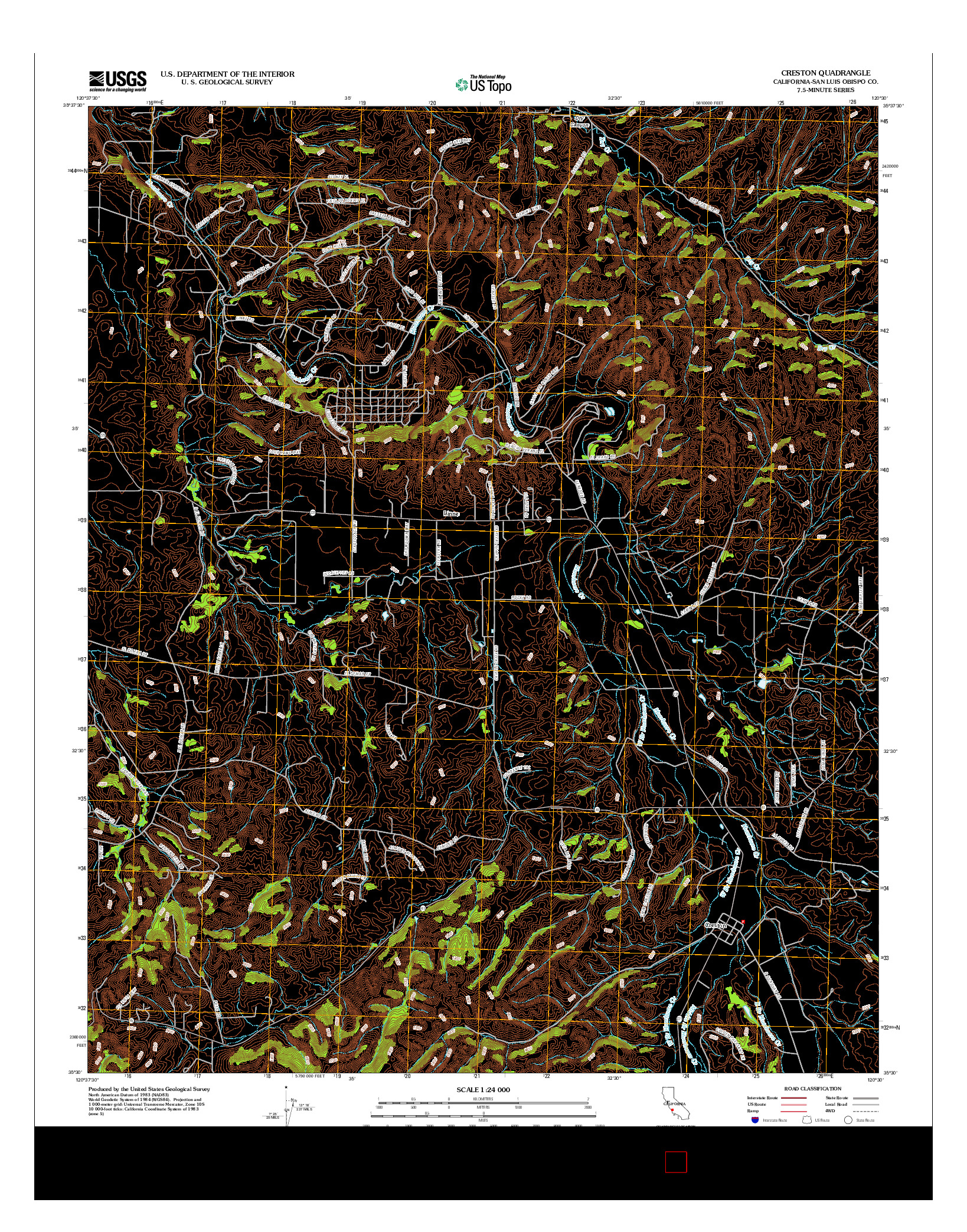 USGS US TOPO 7.5-MINUTE MAP FOR CRESTON, CA 2012