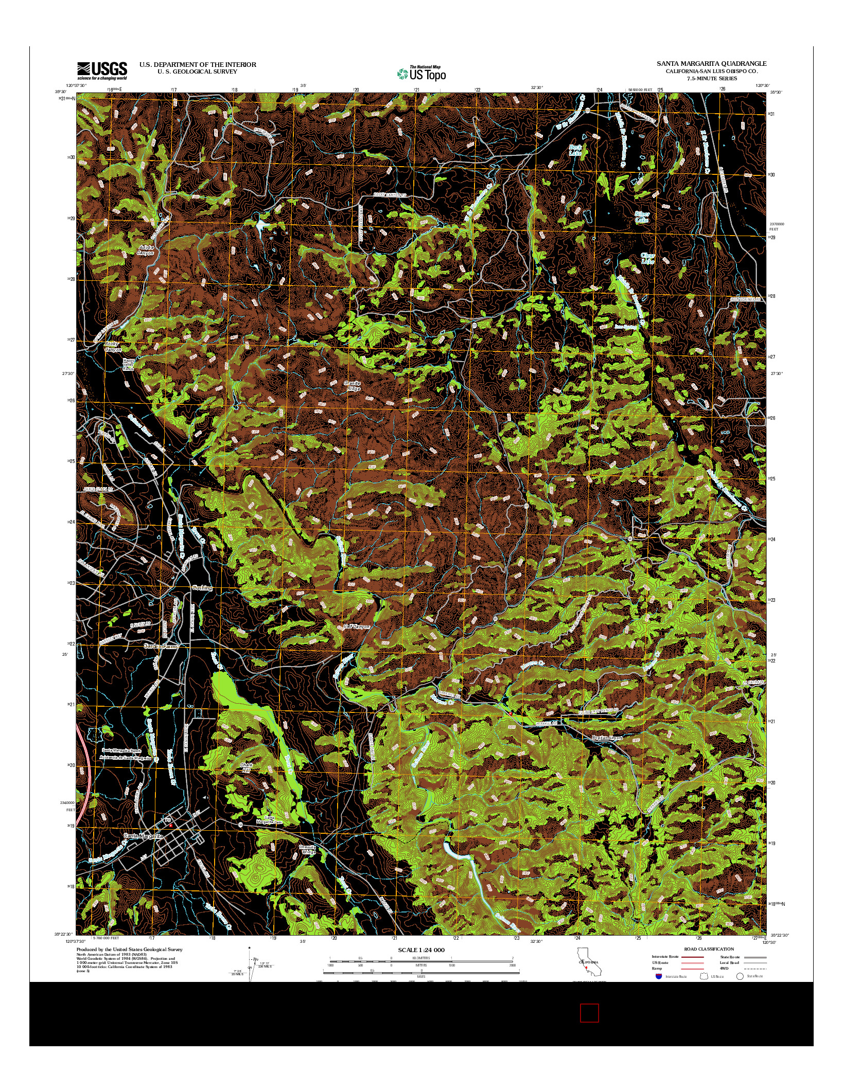 USGS US TOPO 7.5-MINUTE MAP FOR SANTA MARGARITA, CA 2012