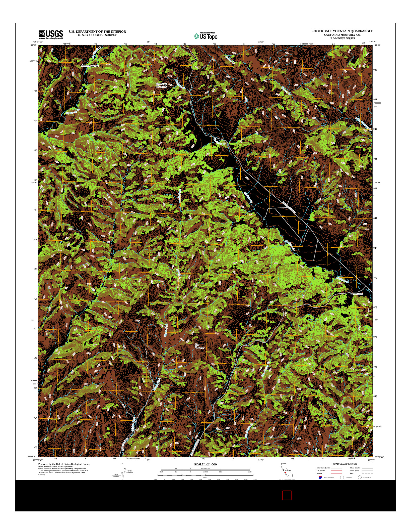 USGS US TOPO 7.5-MINUTE MAP FOR STOCKDALE MOUNTAIN, CA 2012