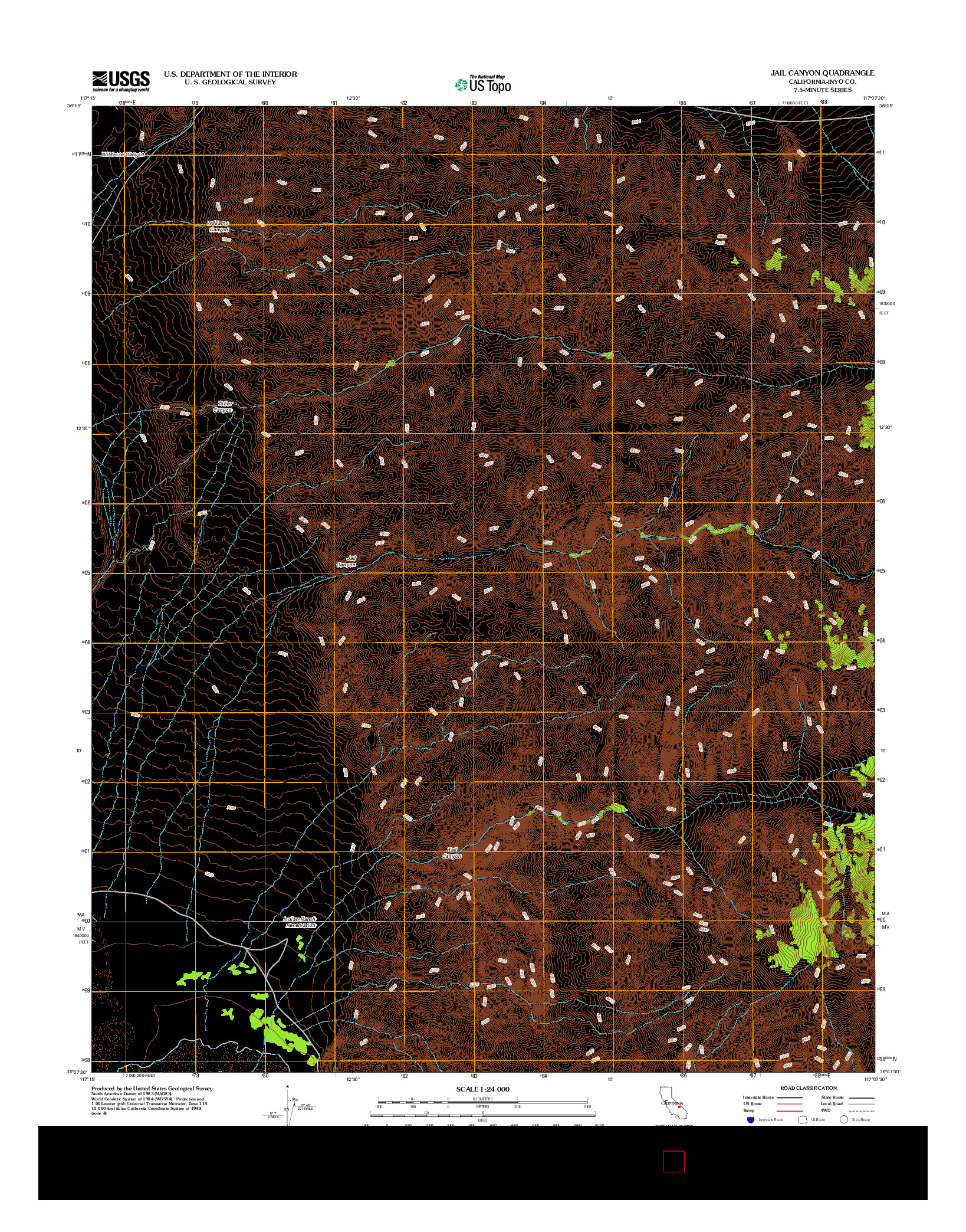 USGS US TOPO 7.5-MINUTE MAP FOR JAIL CANYON, CA 2012