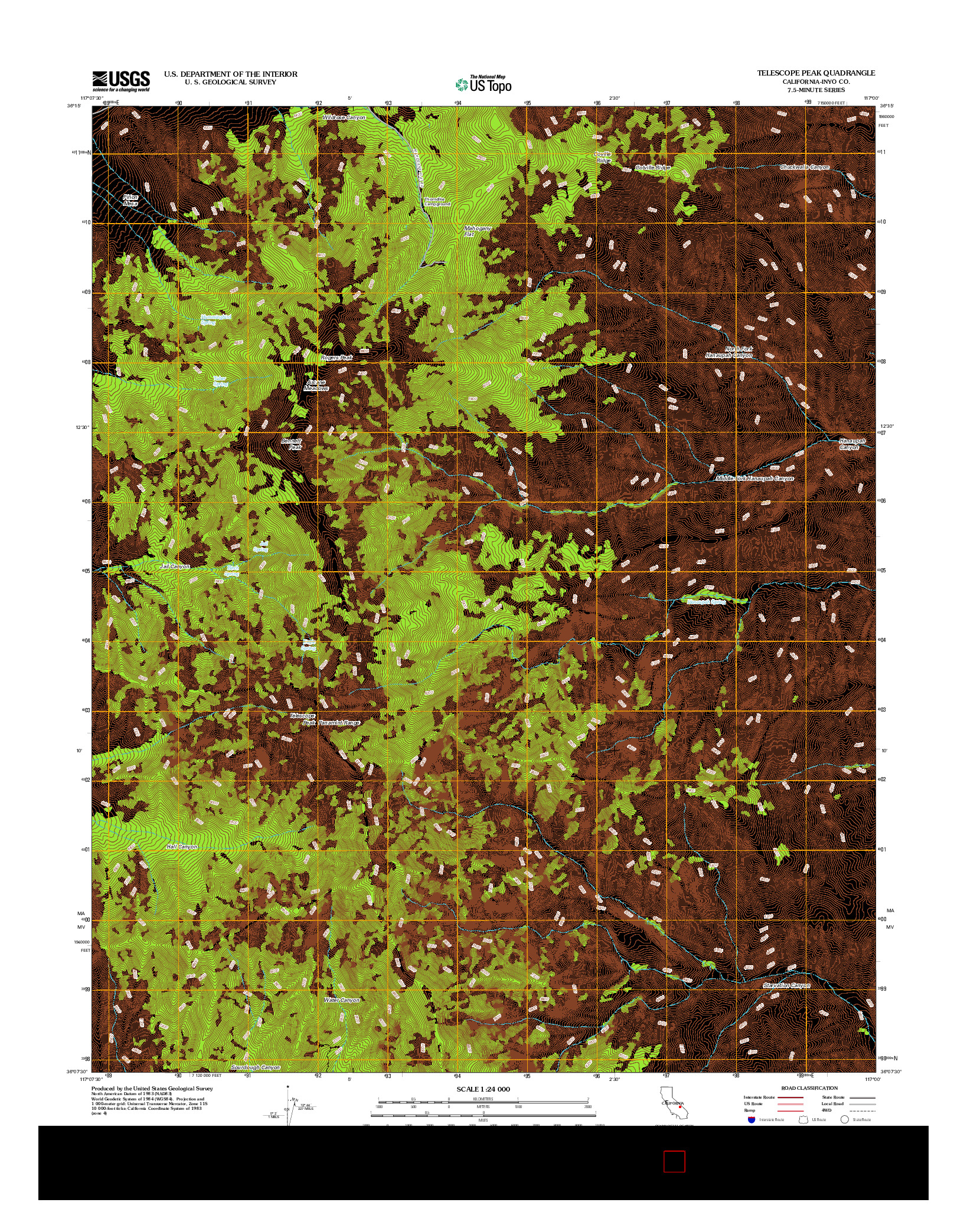 USGS US TOPO 7.5-MINUTE MAP FOR TELESCOPE PEAK, CA 2012