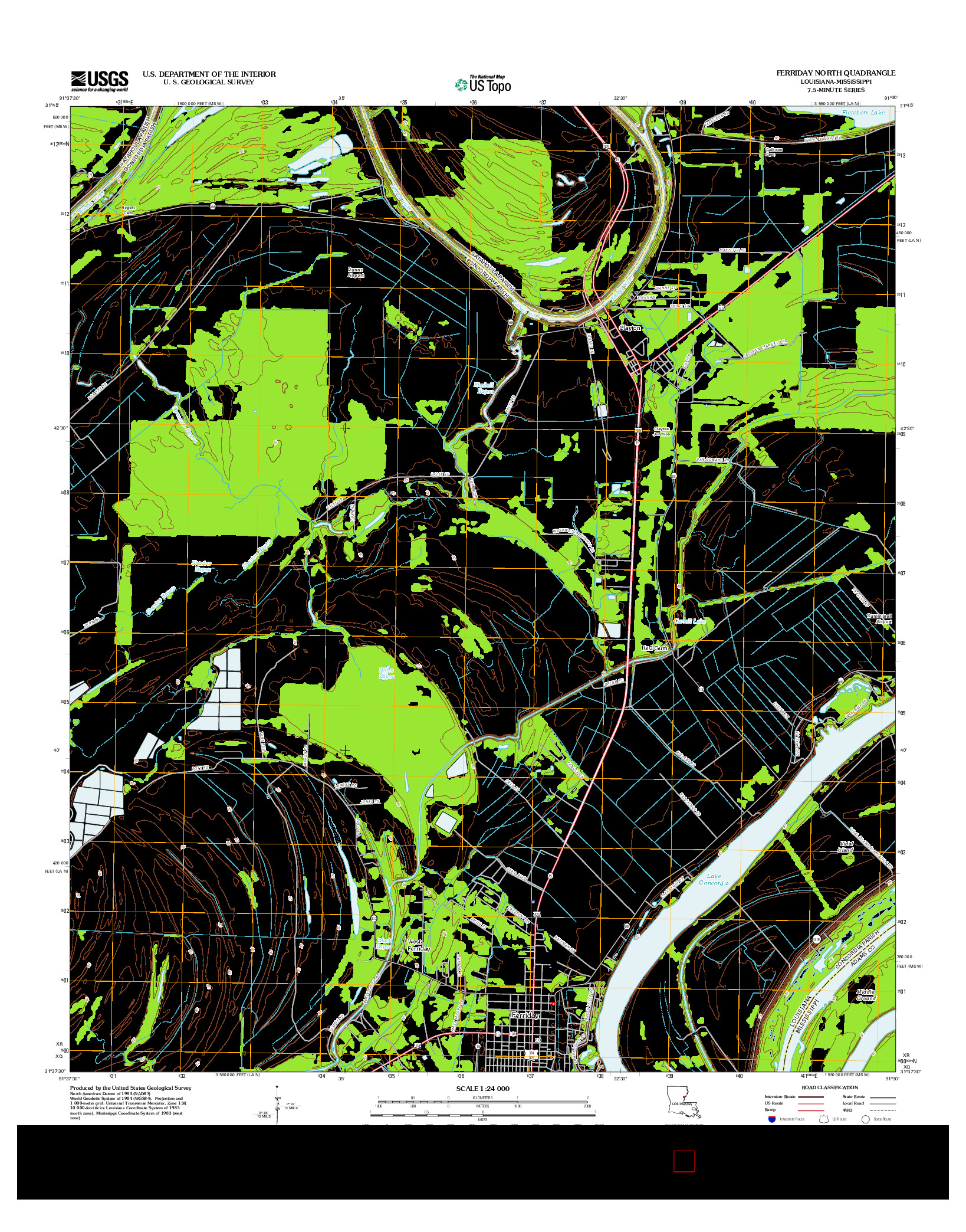 USGS US TOPO 7.5-MINUTE MAP FOR FERRIDAY NORTH, LA-MS 2012