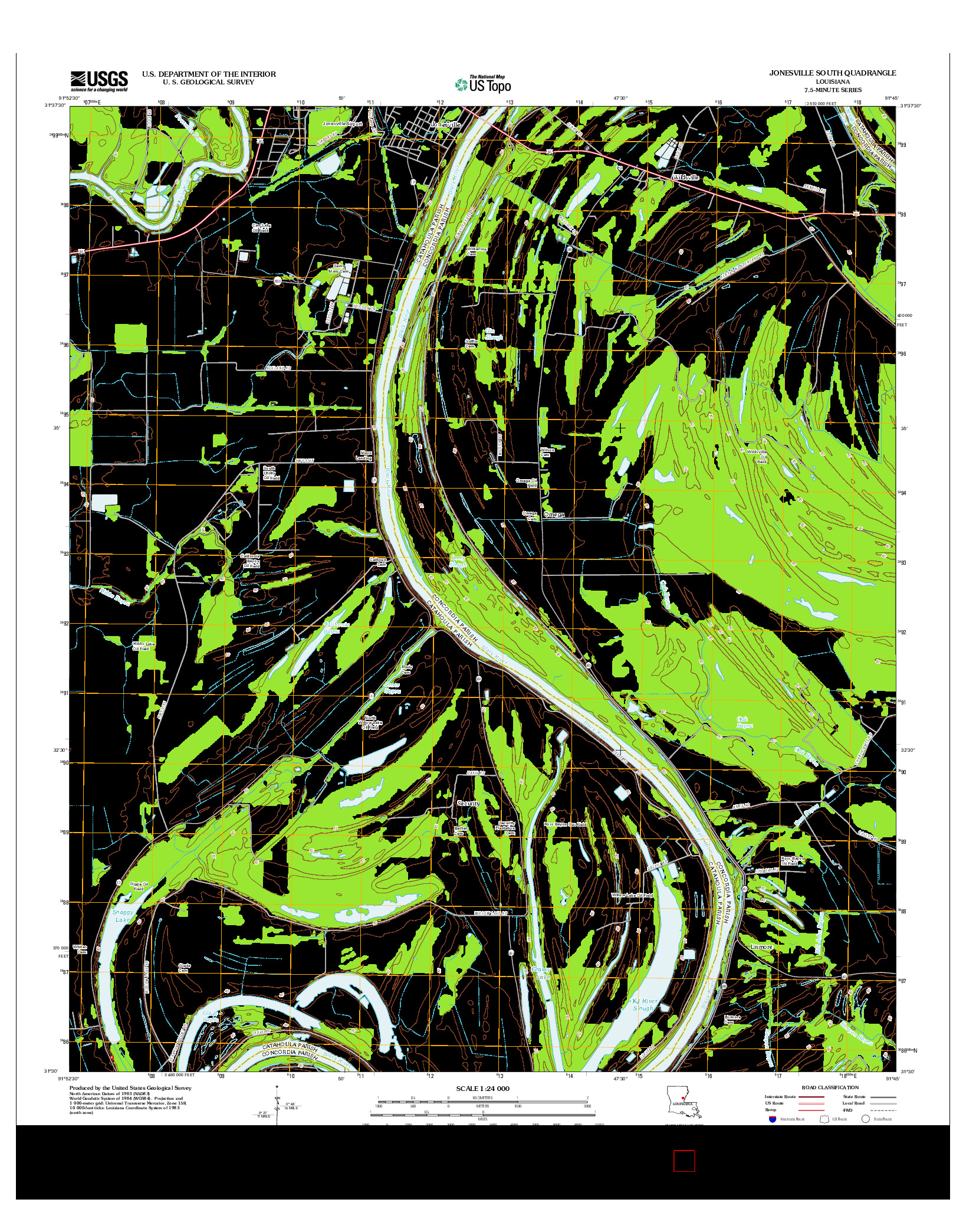 USGS US TOPO 7.5-MINUTE MAP FOR JONESVILLE SOUTH, LA 2012