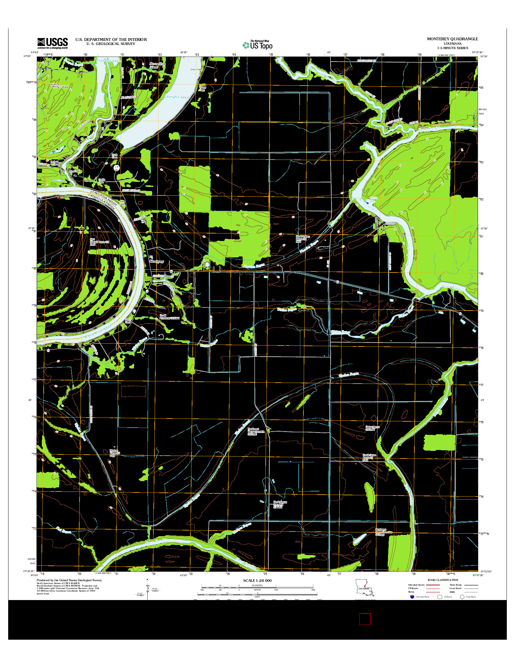 USGS US TOPO 7.5-MINUTE MAP FOR MONTEREY, LA 2012
