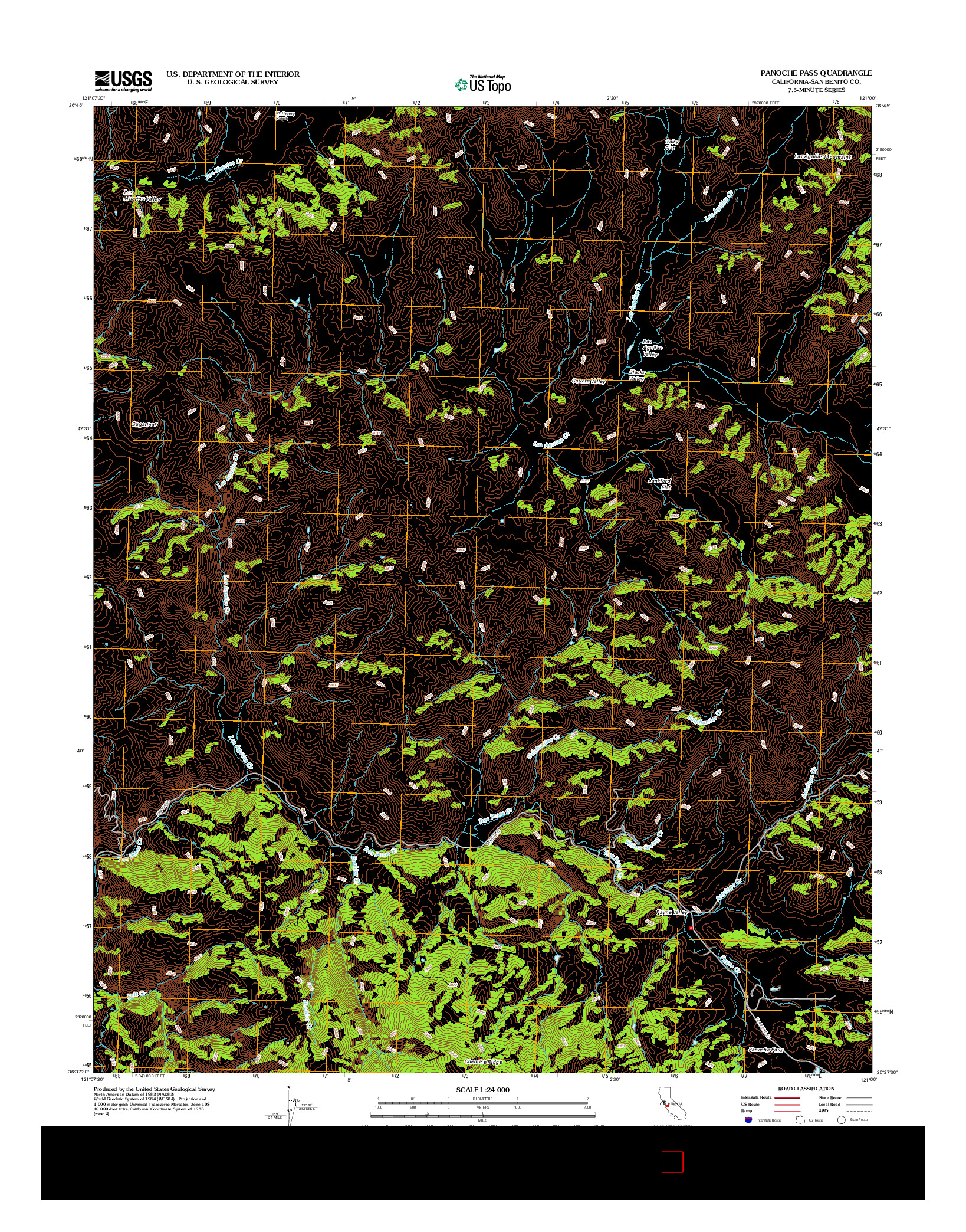 USGS US TOPO 7.5-MINUTE MAP FOR PANOCHE PASS, CA 2012