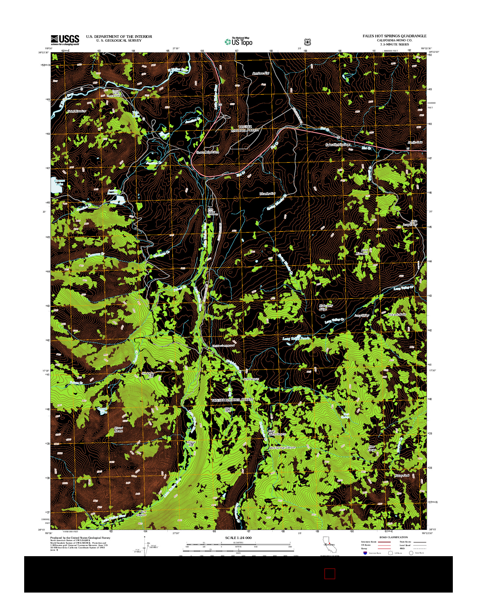 USGS US TOPO 7.5-MINUTE MAP FOR FALES HOT SPRINGS, CA 2012