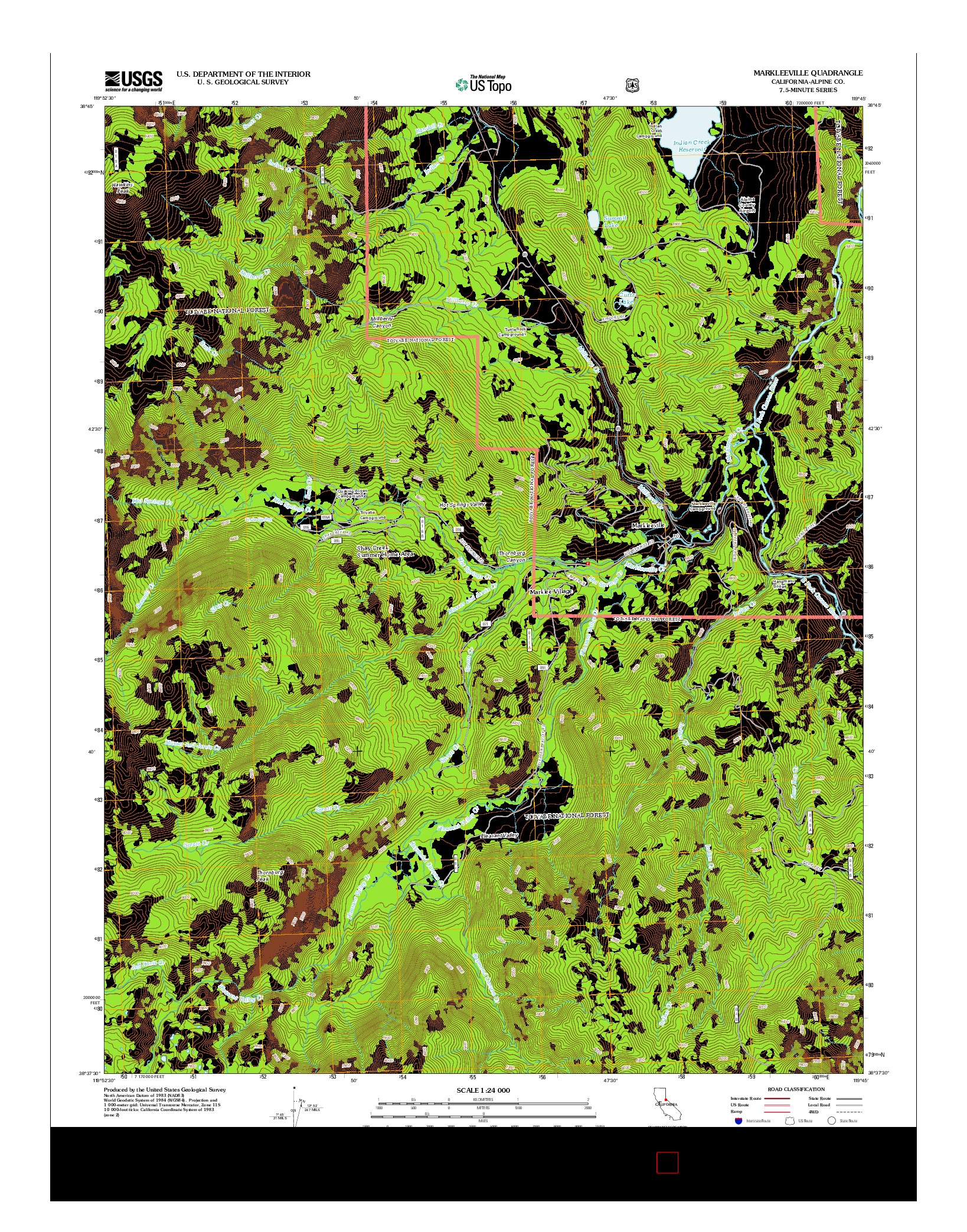 USGS US TOPO 7.5-MINUTE MAP FOR MARKLEEVILLE, CA 2012