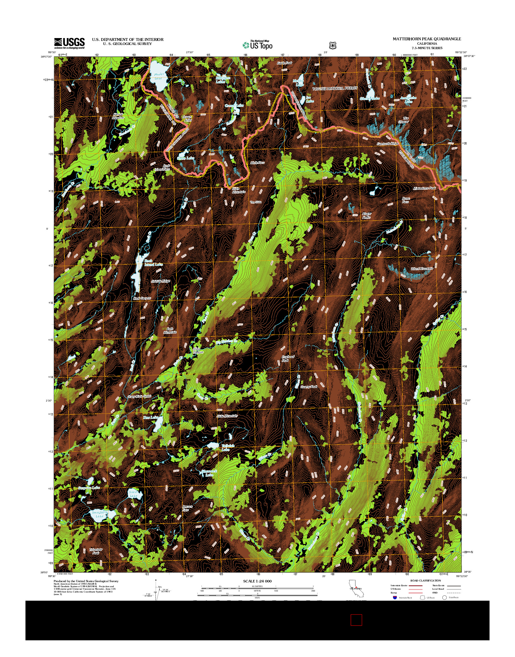 USGS US TOPO 7.5-MINUTE MAP FOR MATTERHORN PEAK, CA 2012