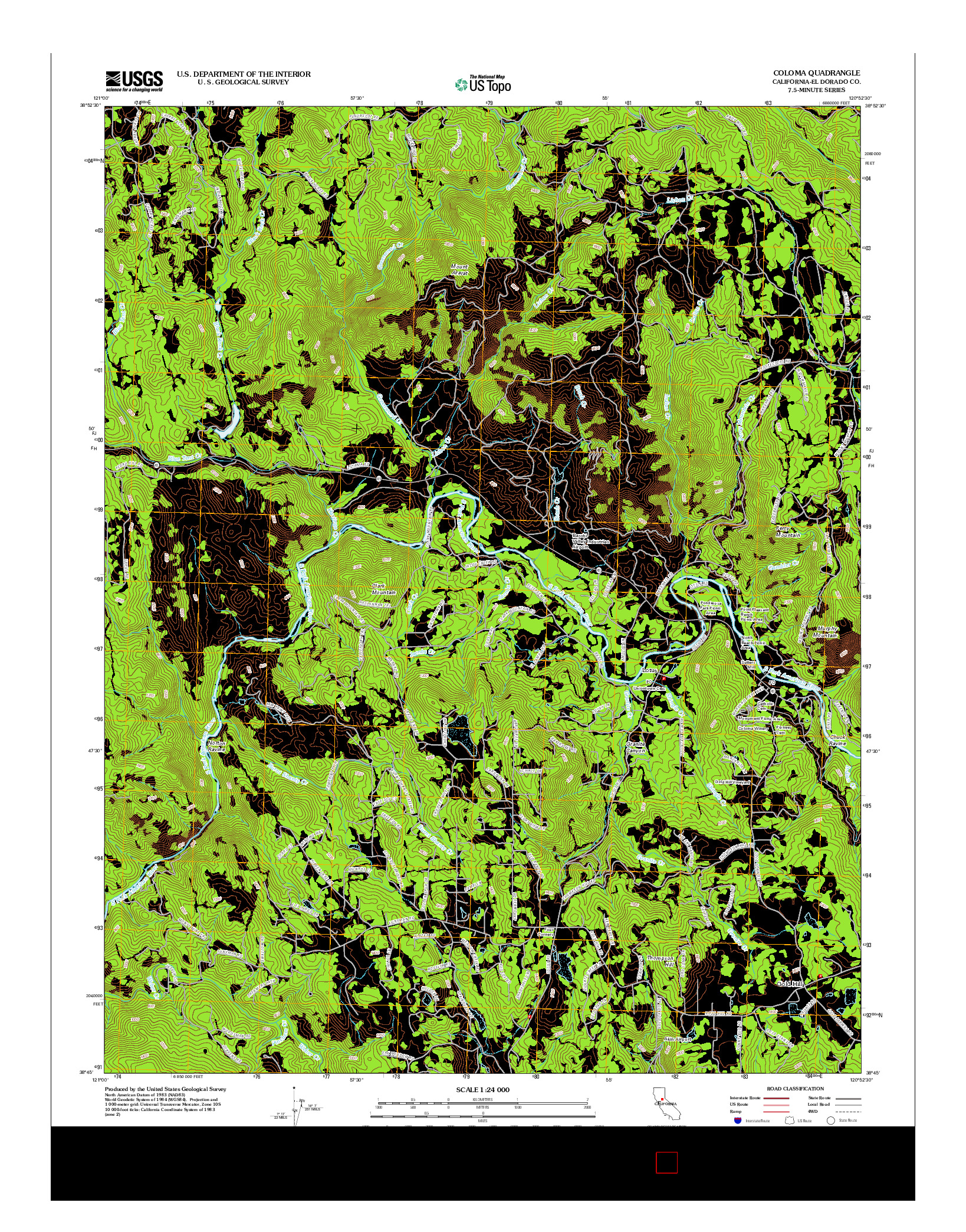 USGS US TOPO 7.5-MINUTE MAP FOR COLOMA, CA 2012