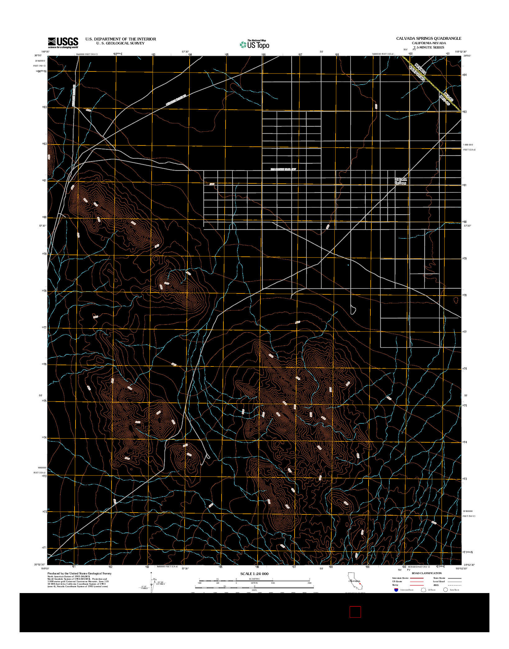 USGS US TOPO 7.5-MINUTE MAP FOR CALVADA SPRINGS, CA-NV 2012