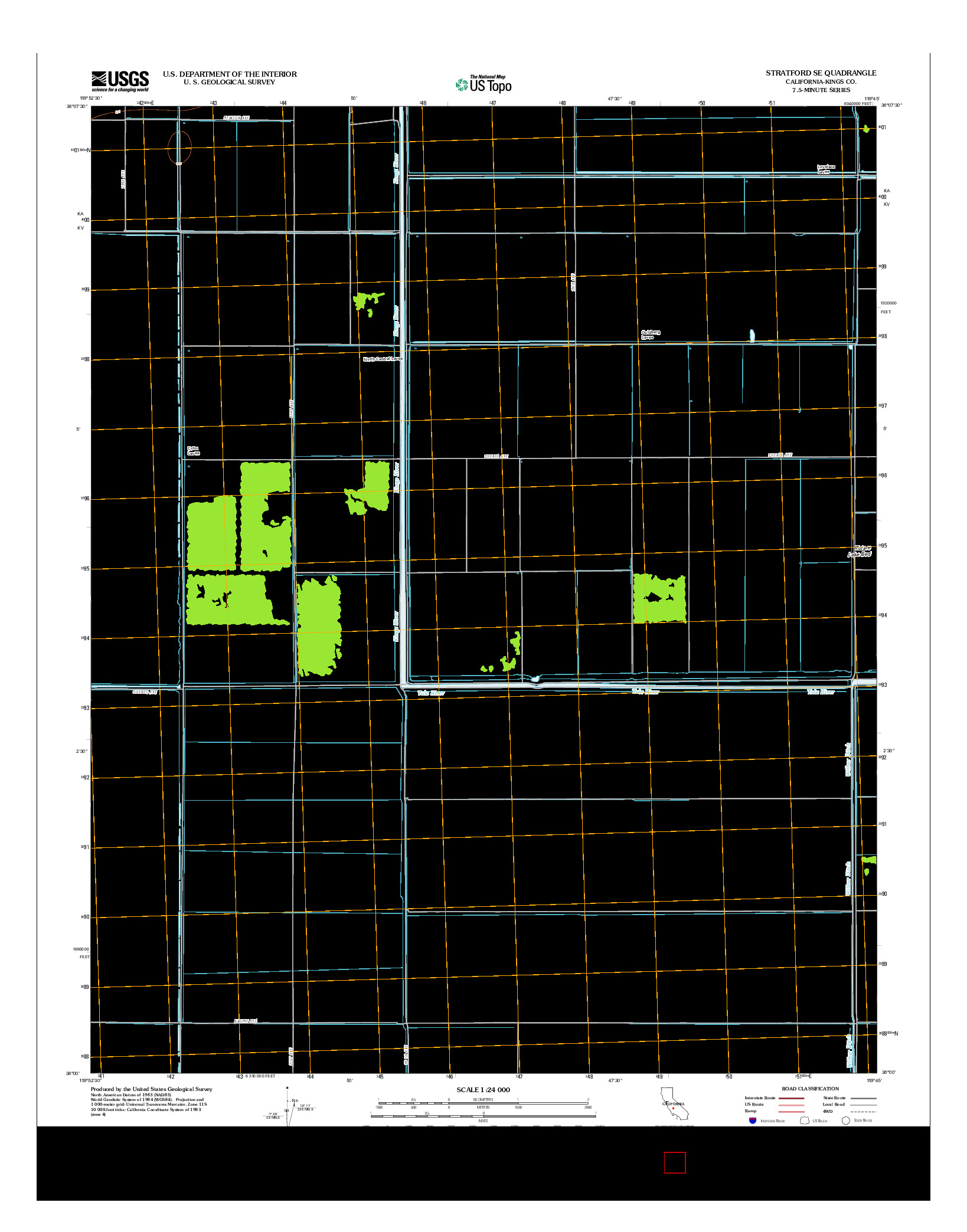 USGS US TOPO 7.5-MINUTE MAP FOR STRATFORD SE, CA 2012