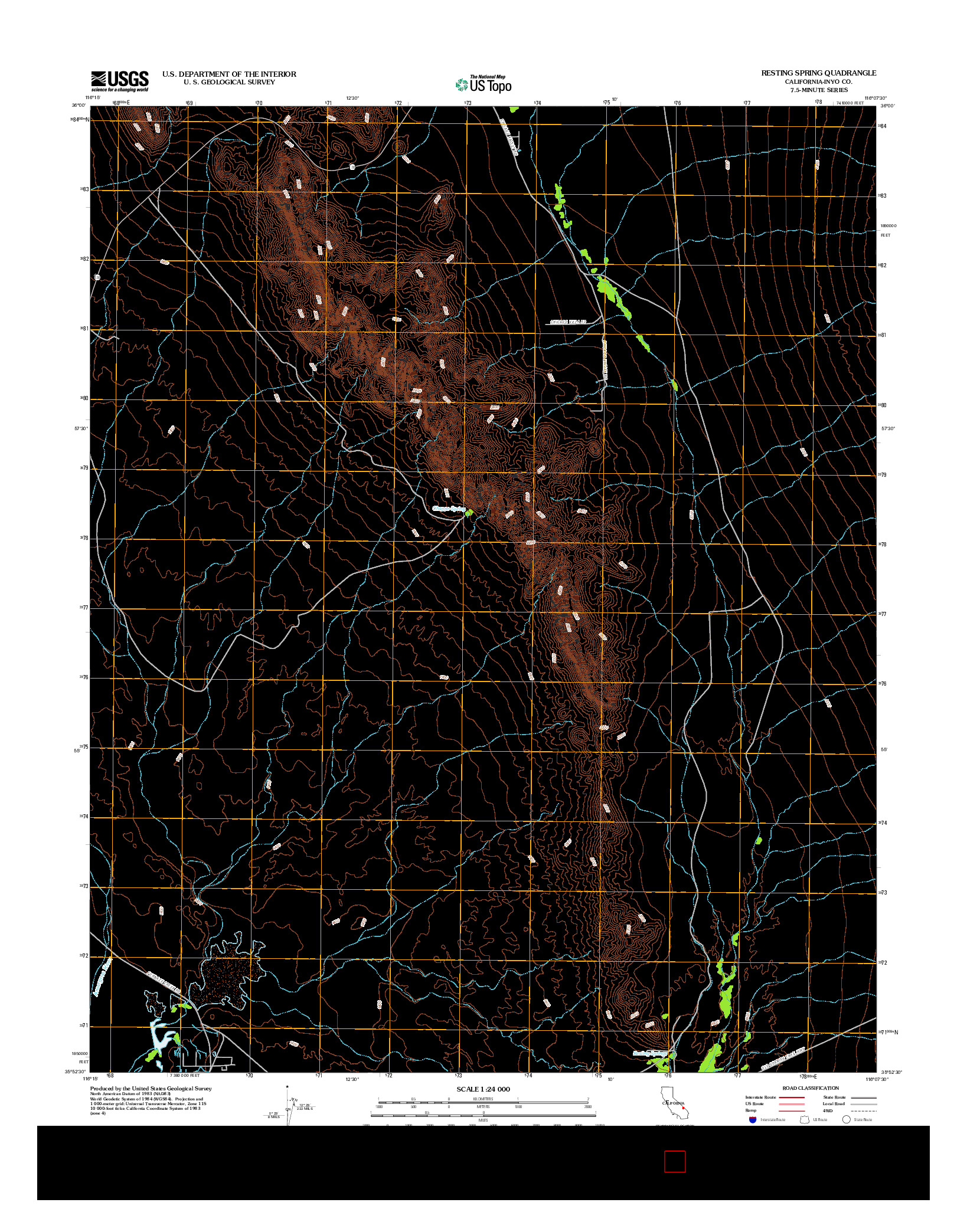 USGS US TOPO 7.5-MINUTE MAP FOR RESTING SPRING, CA 2012