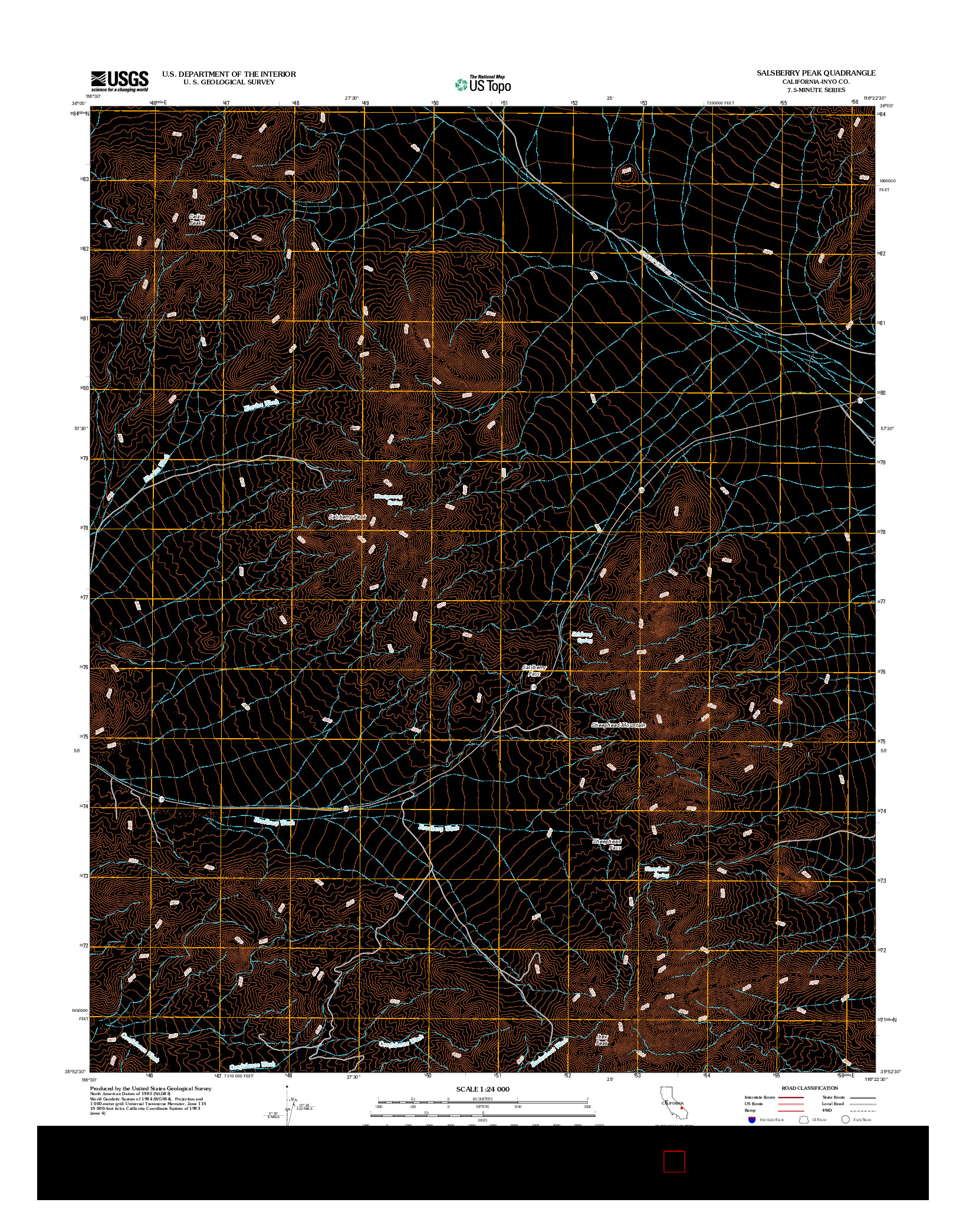 USGS US TOPO 7.5-MINUTE MAP FOR SALSBERRY PEAK, CA 2012