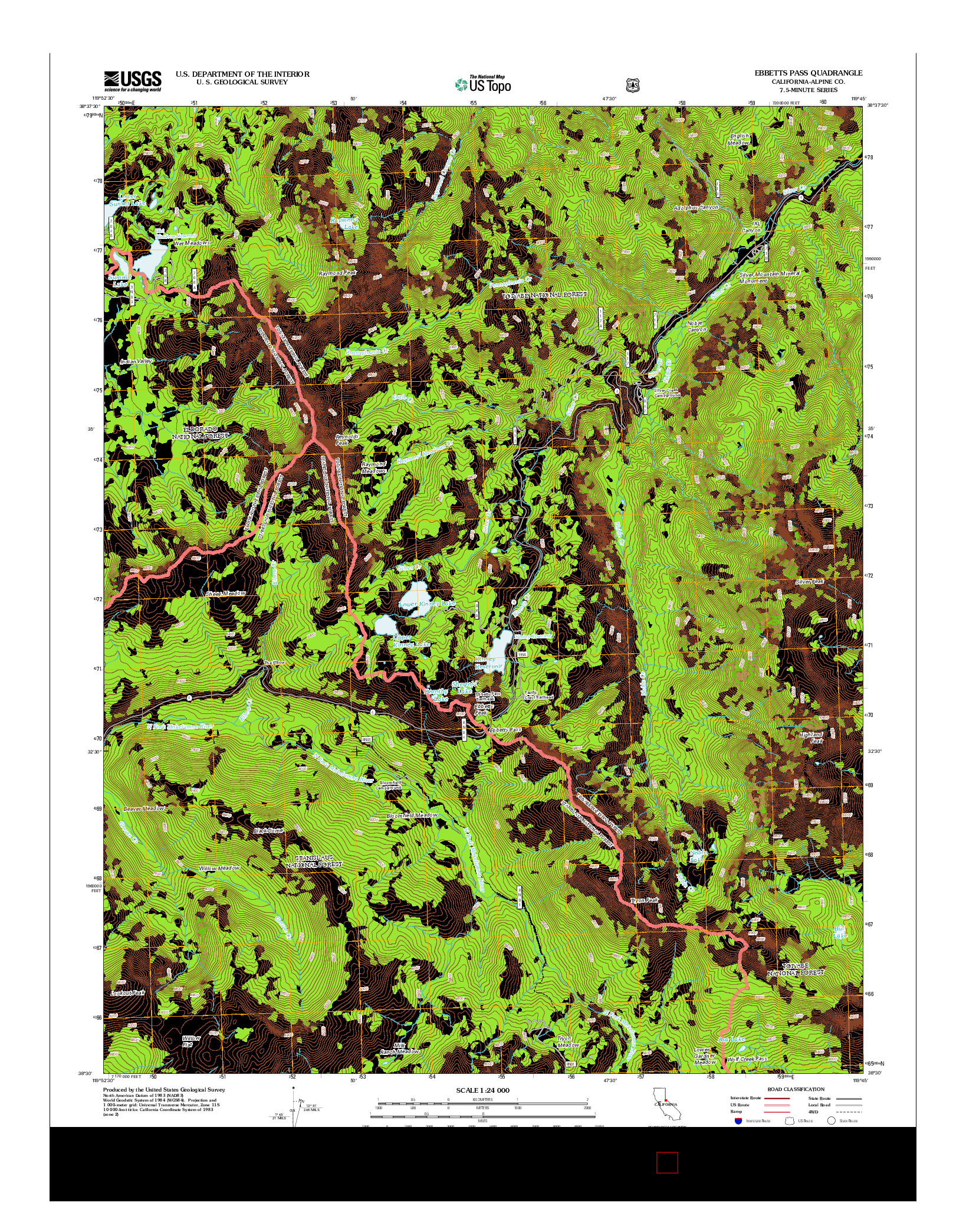 USGS US TOPO 7.5-MINUTE MAP FOR EBBETTS PASS, CA 2012