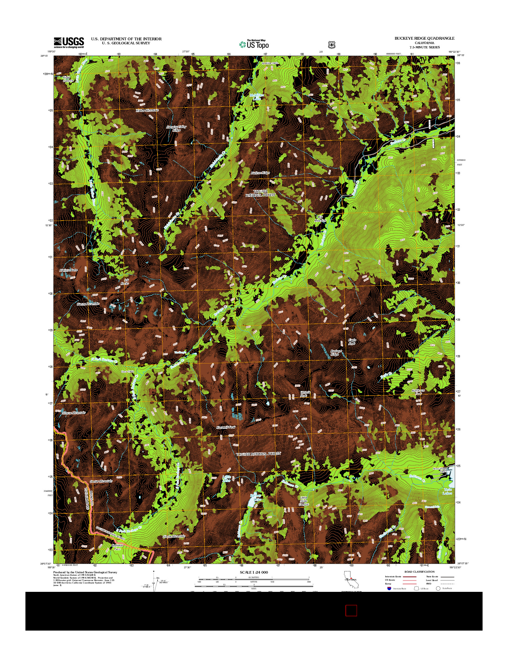 USGS US TOPO 7.5-MINUTE MAP FOR BUCKEYE RIDGE, CA 2012