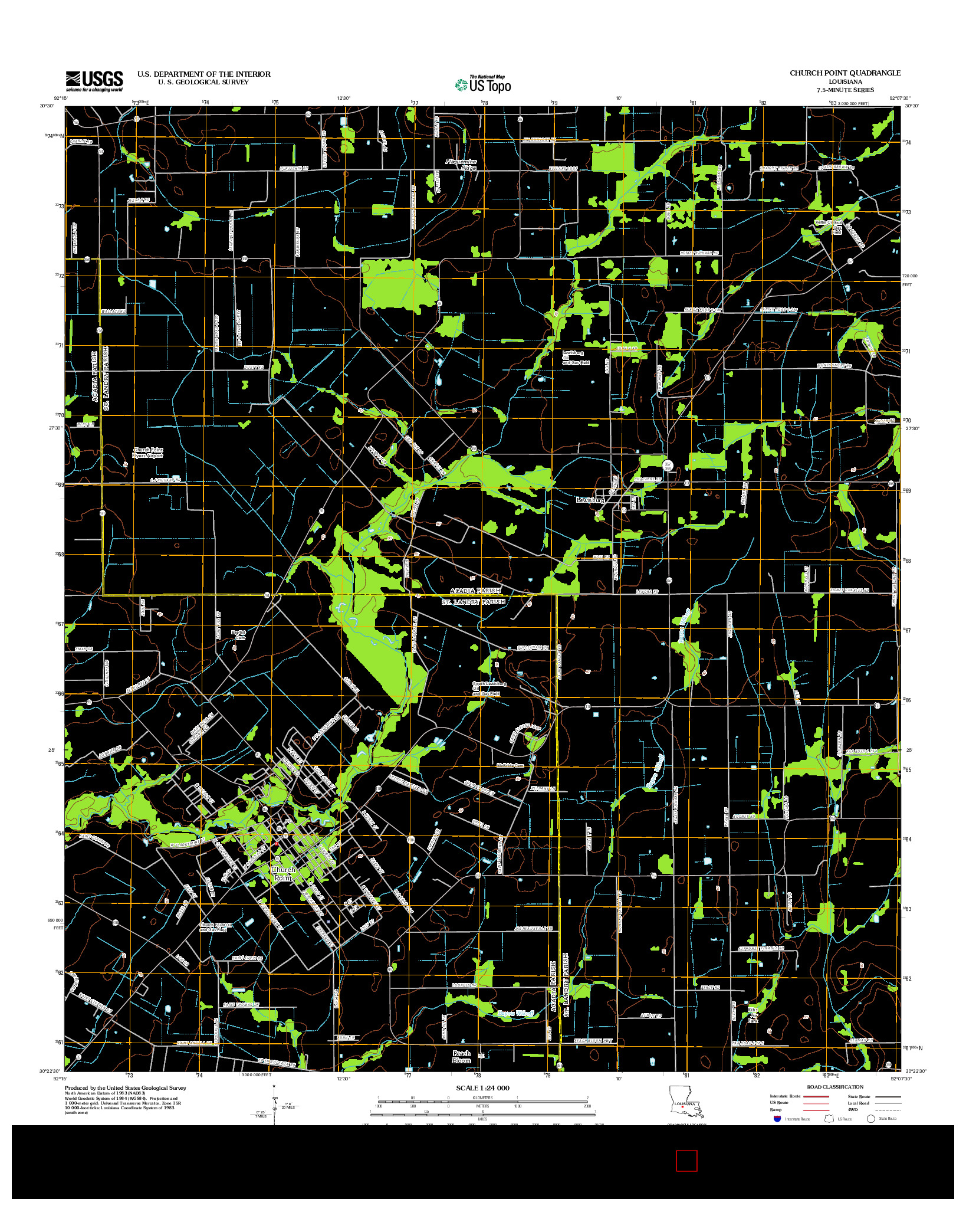 USGS US TOPO 7.5-MINUTE MAP FOR CHURCH POINT, LA 2012