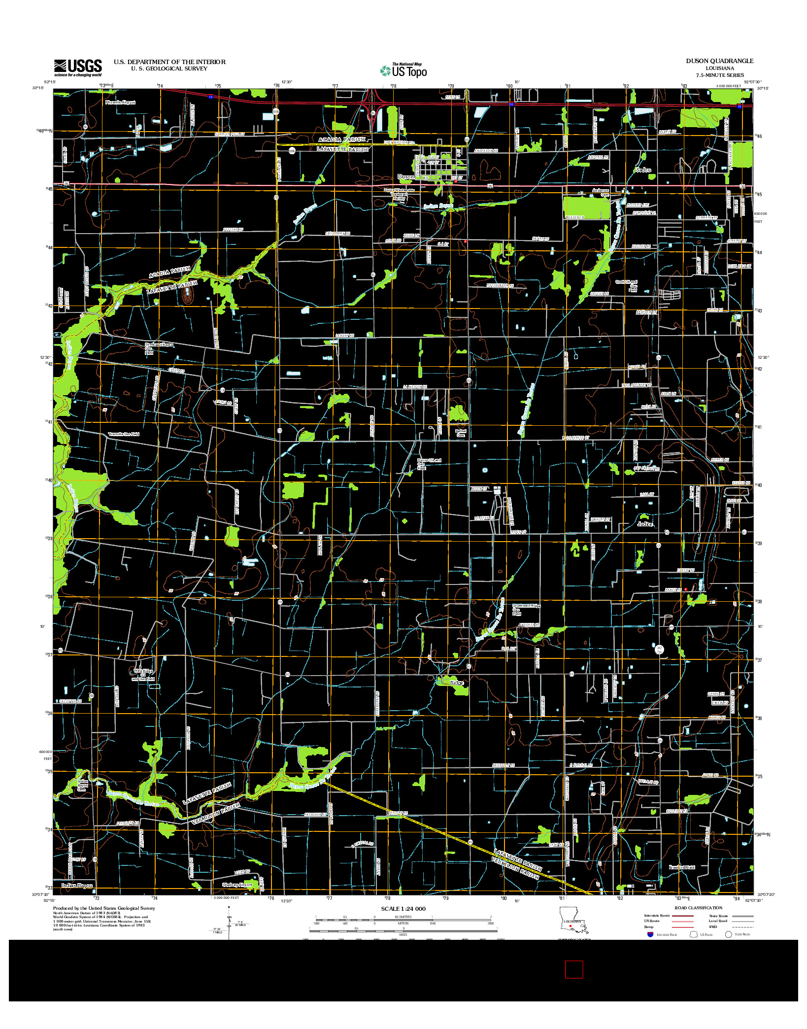 USGS US TOPO 7.5-MINUTE MAP FOR DUSON, LA 2012