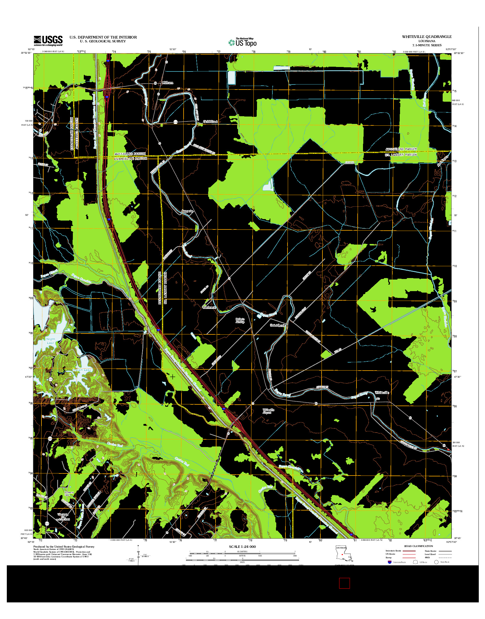 USGS US TOPO 7.5-MINUTE MAP FOR WHITEVILLE, LA 2012