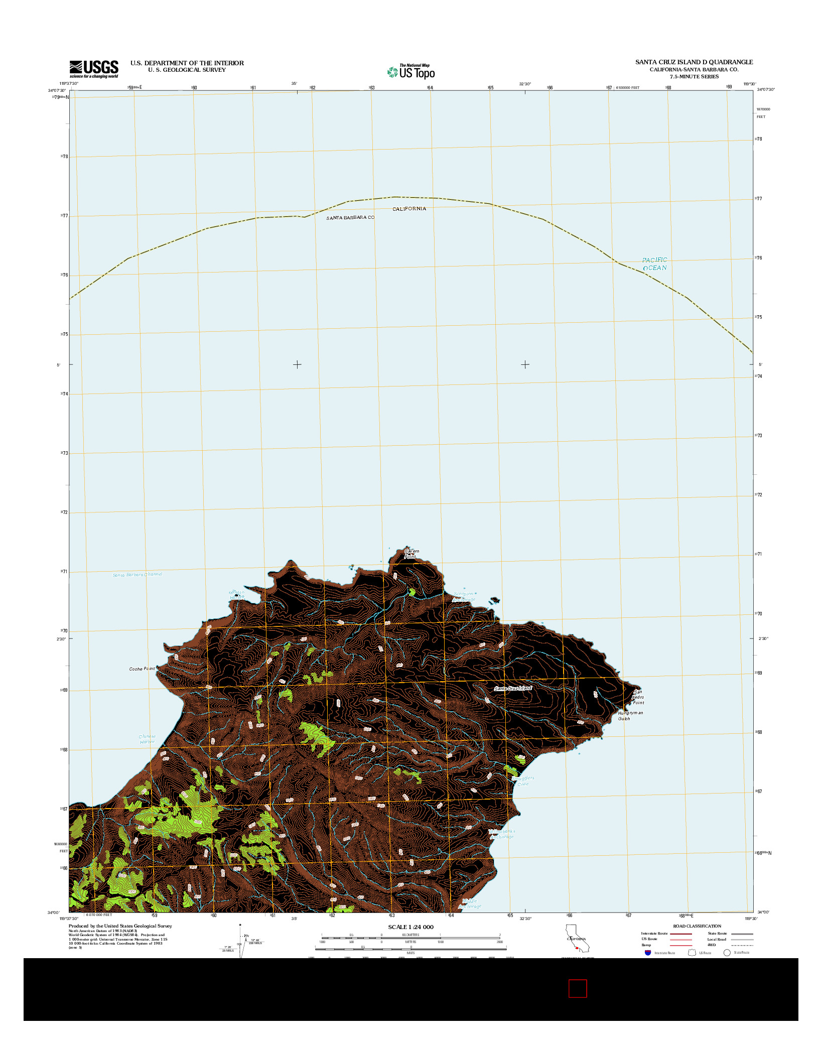 USGS US TOPO 7.5-MINUTE MAP FOR SANTA CRUZ ISLAND D, CA 2012