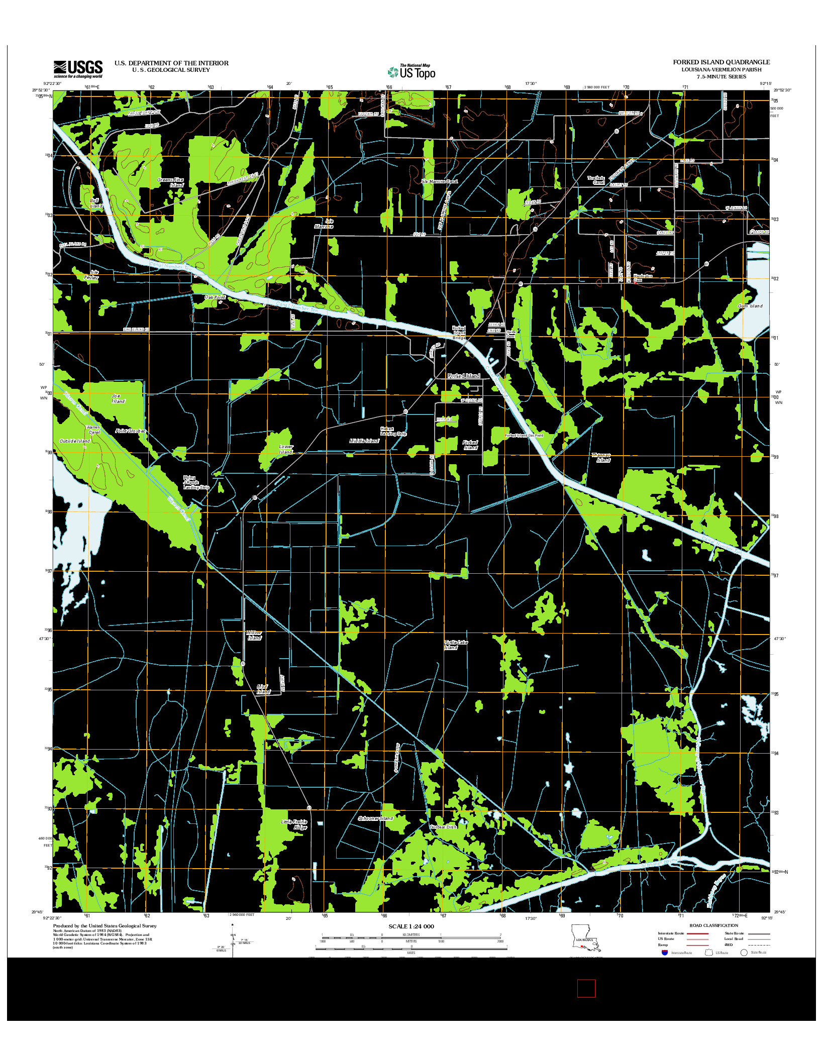 USGS US TOPO 7.5-MINUTE MAP FOR FORKED ISLAND, LA 2012