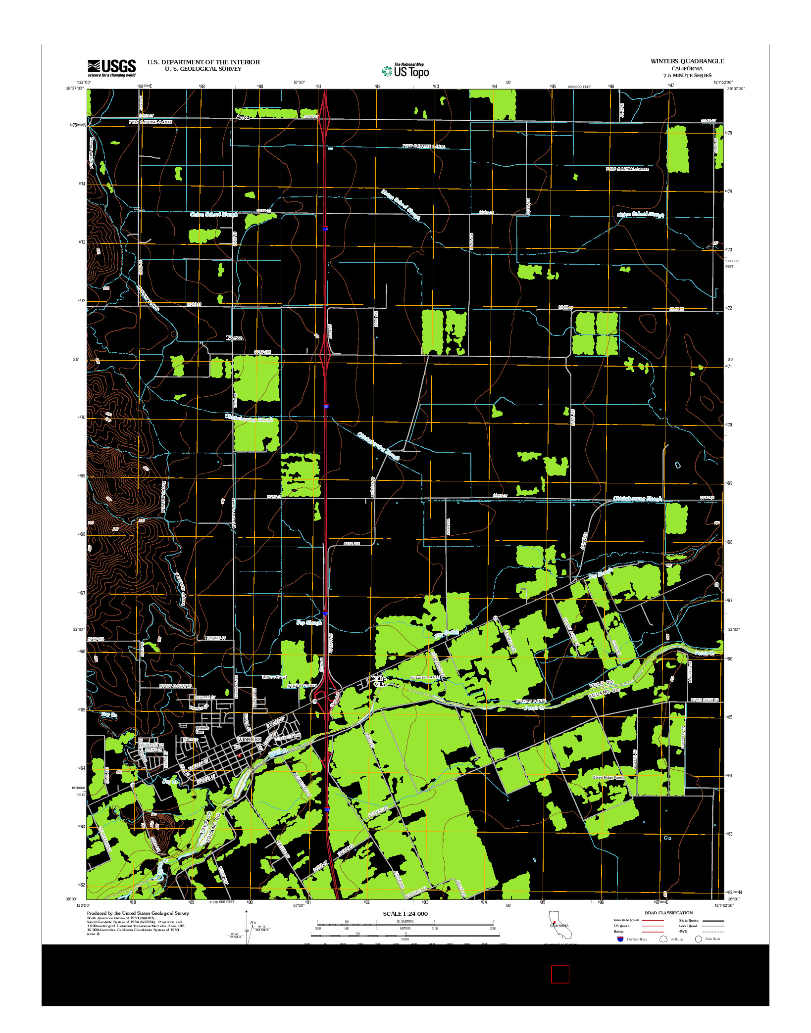 USGS US TOPO 7.5-MINUTE MAP FOR WINTERS, CA 2012