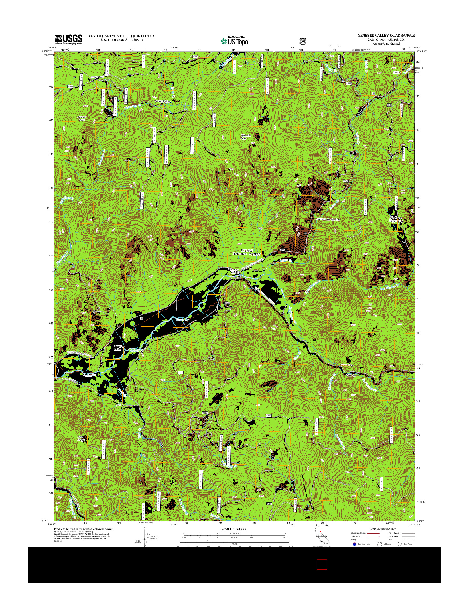 USGS US TOPO 7.5-MINUTE MAP FOR GENESEE VALLEY, CA 2012