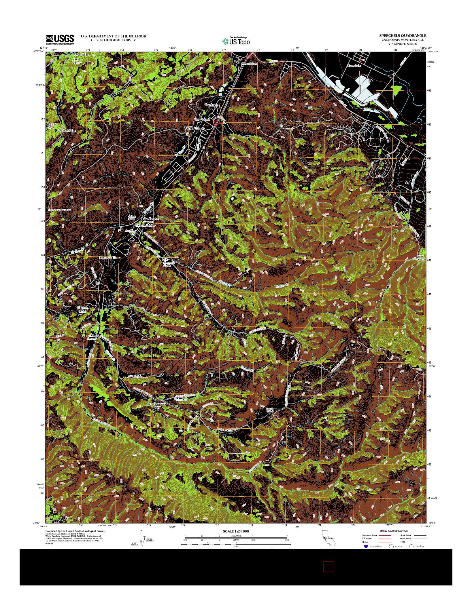 USGS US TOPO 7.5-MINUTE MAP FOR SPRECKELS, CA 2012