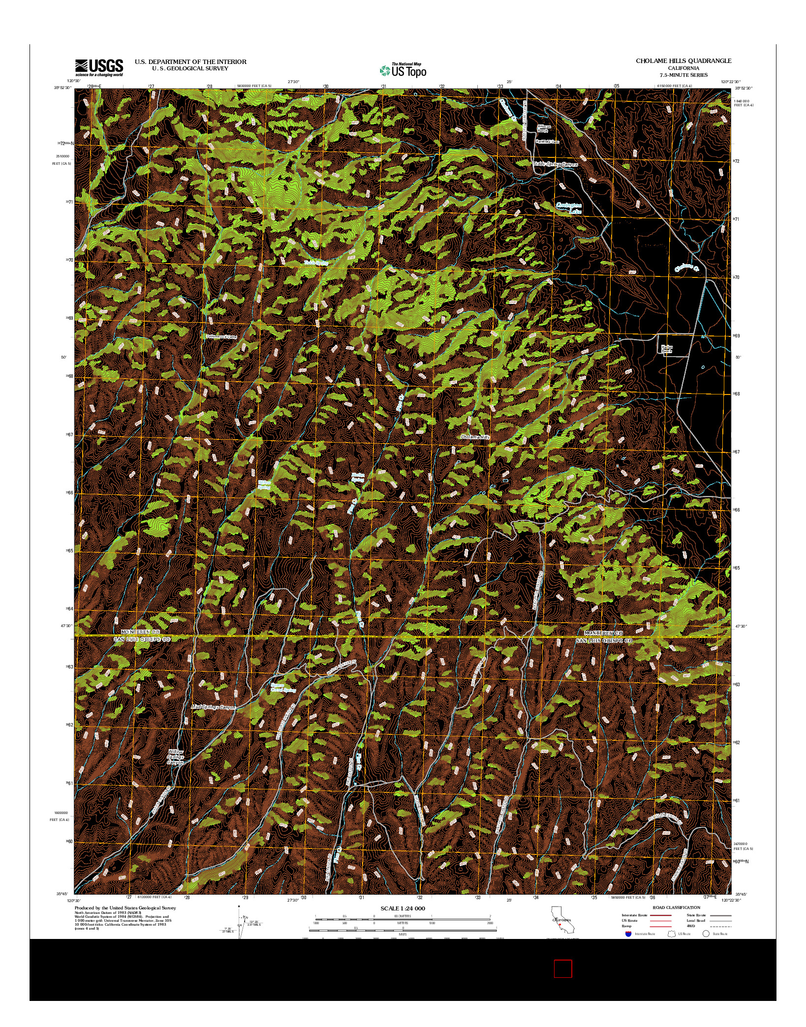 USGS US TOPO 7.5-MINUTE MAP FOR CHOLAME HILLS, CA 2012