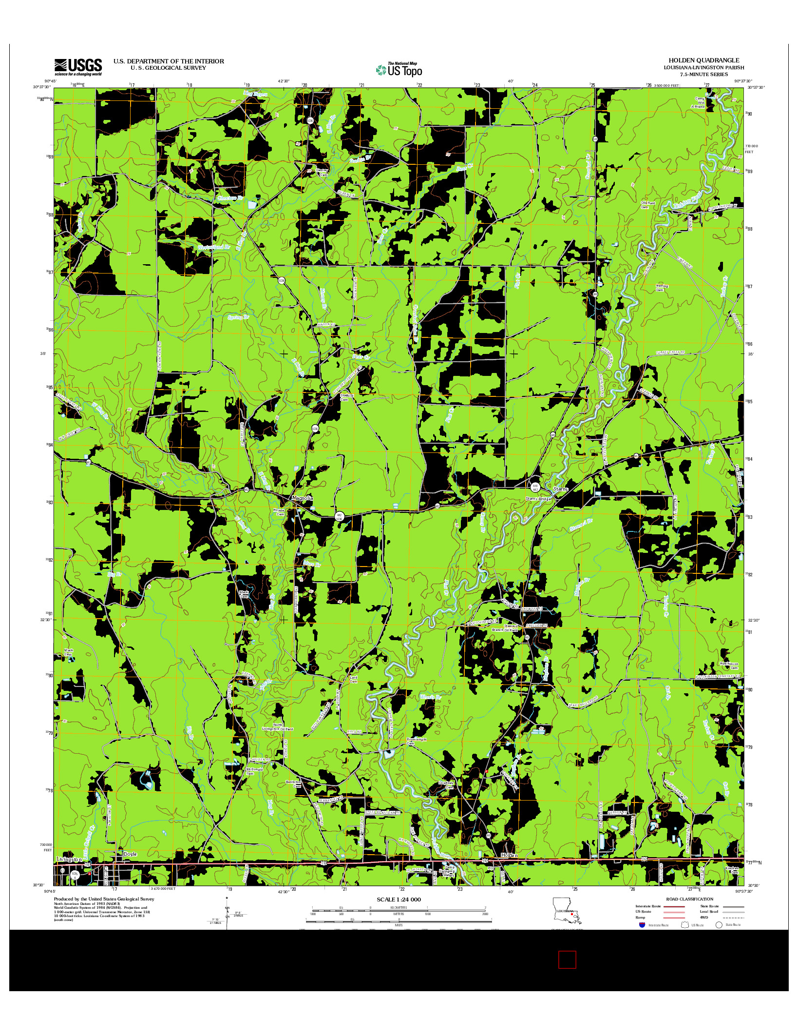 USGS US TOPO 7.5-MINUTE MAP FOR HOLDEN, LA 2012